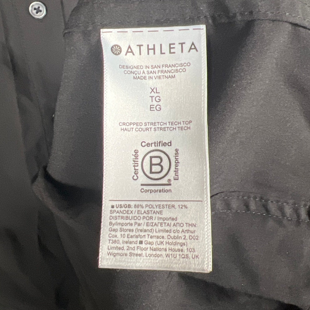 Athleta XL Button Down Black Long Sleeve Oversized Women's