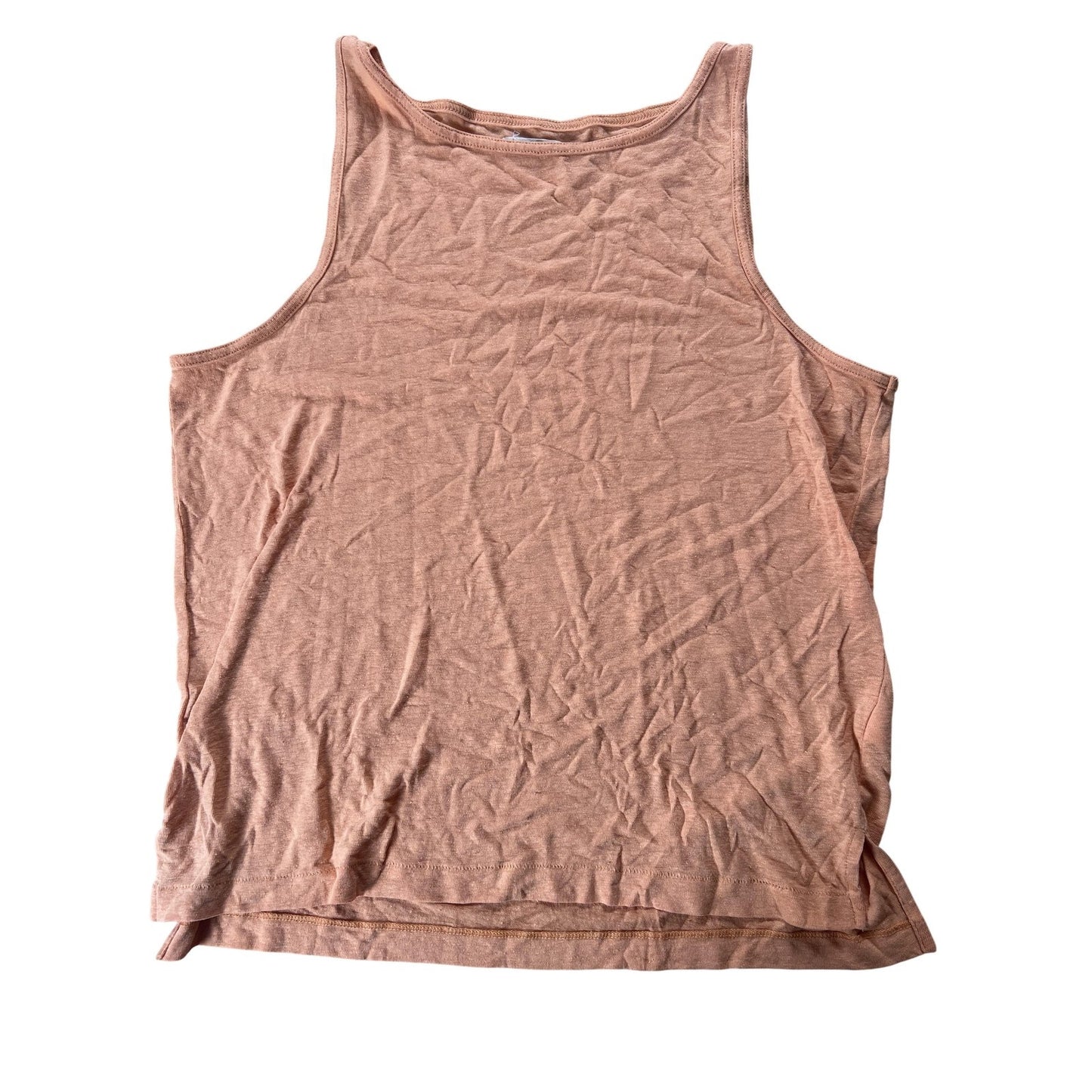 Madewell Tank Womens XL Orange High Neck Linen Viscose Relaxed Slit Basic