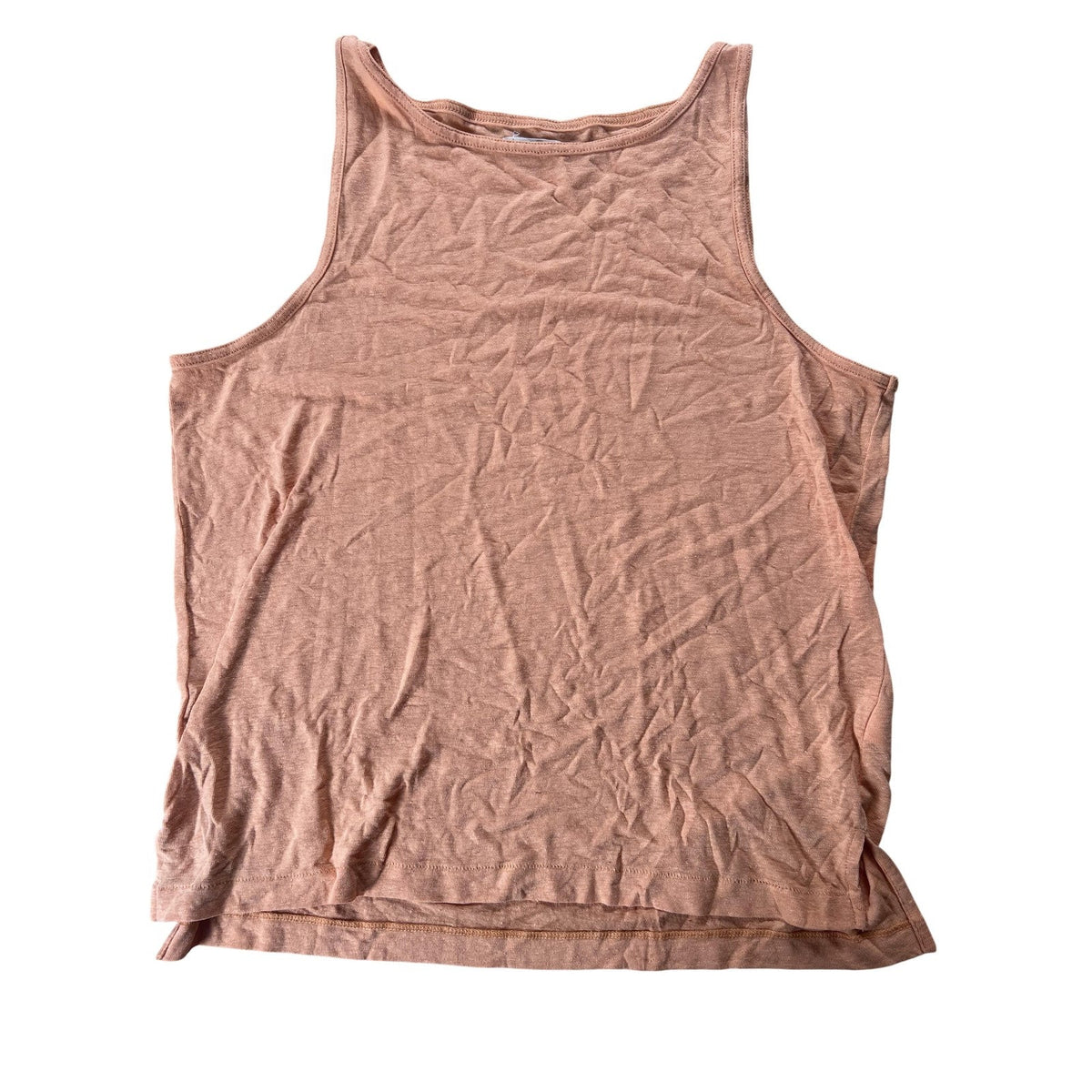 Madewell Tank Womens XL Orange High Neck Linen Viscose Relaxed Slit Basic