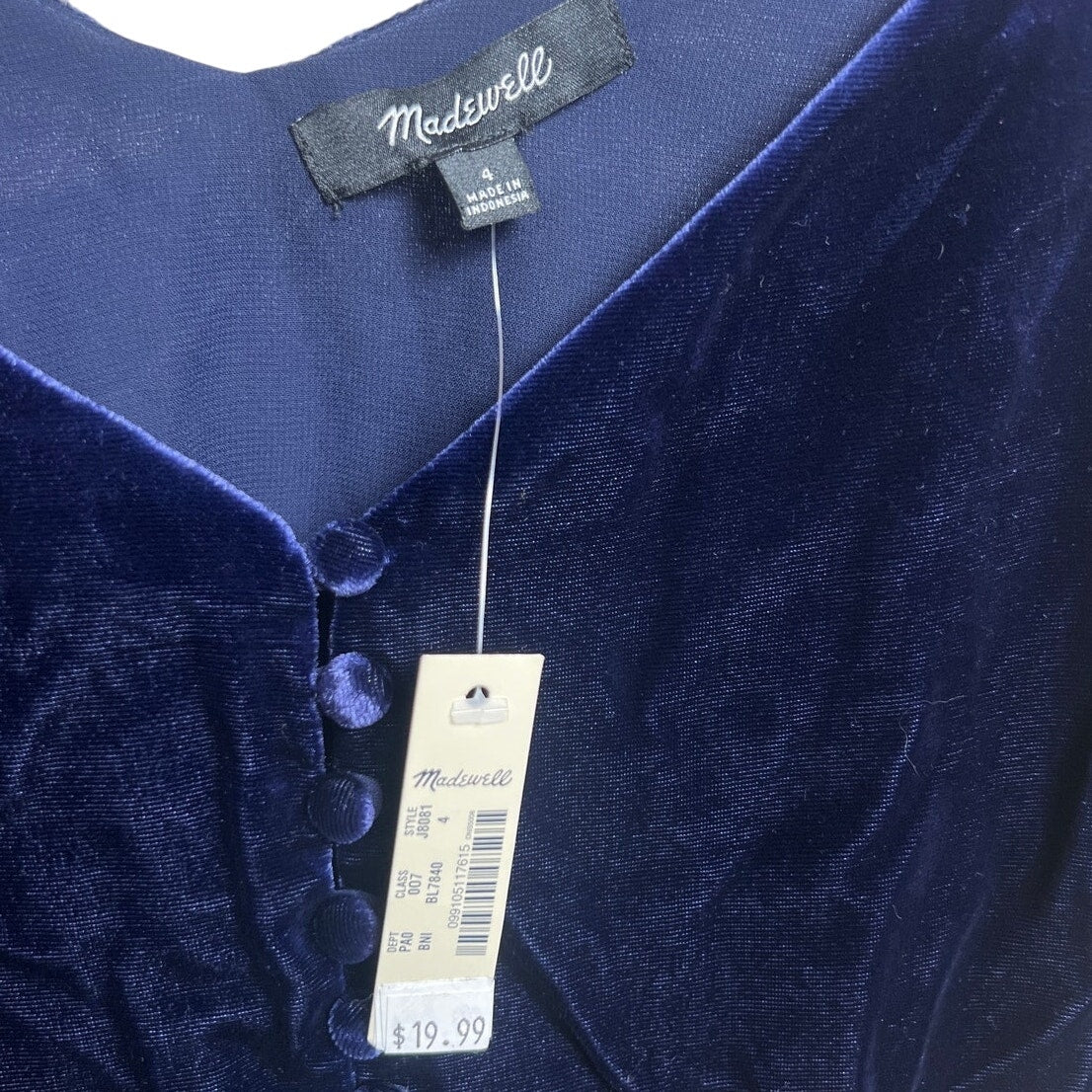 Y2K Madewell NWT Blue Tank Top Button Up Size 4