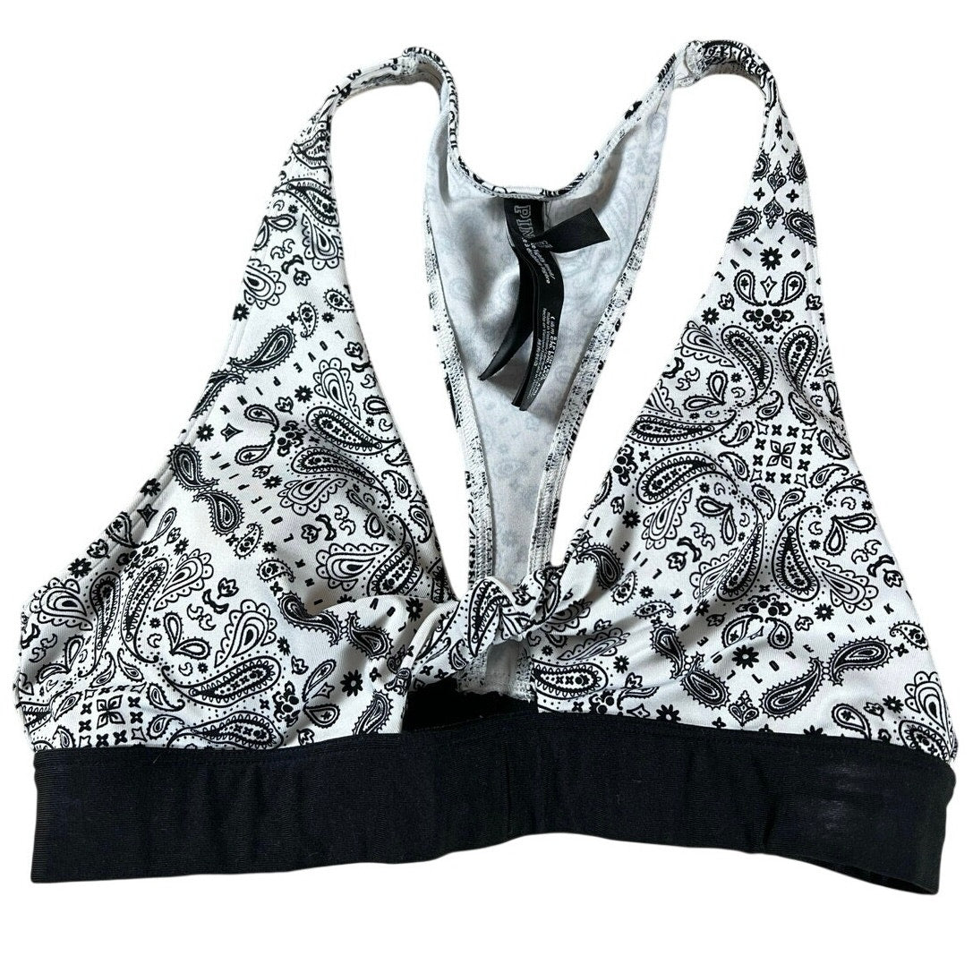 PINK SPORT Bra Womens S White Sports Bra Racerback Scoop Back Lightly Lined