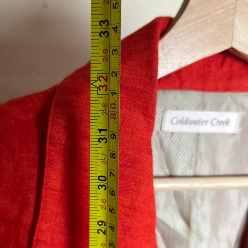 Coldwater Creek Size 12 Blazer Linen Red Long Sleeve Open Front