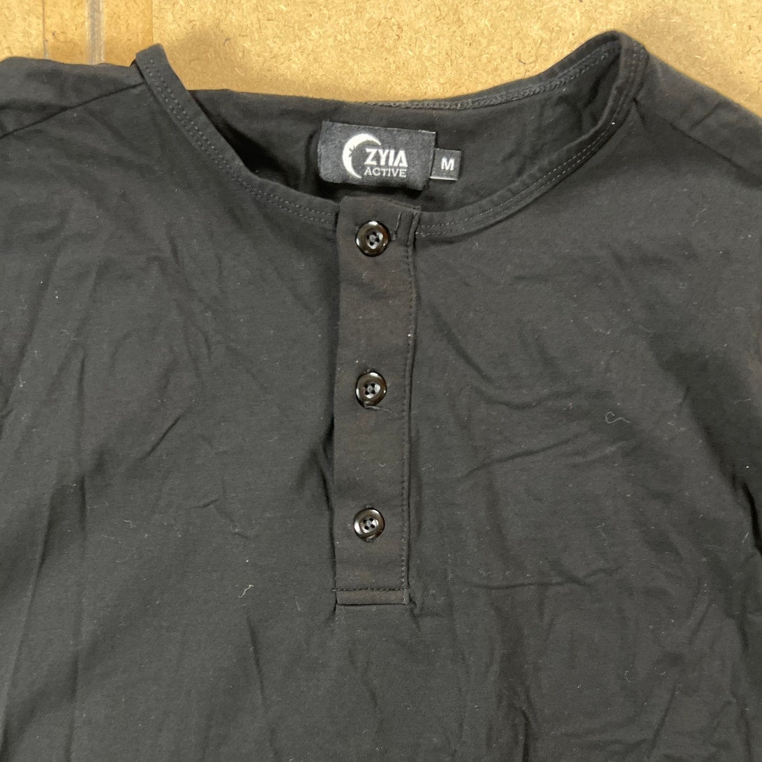 Zyia Active Men's Black Long Sleeve Henley Shirt Top Size M