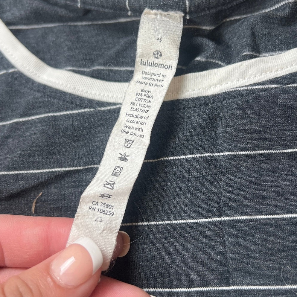 Lululemon Women's T-Shirt Striped With White Short Sleeves Size 4