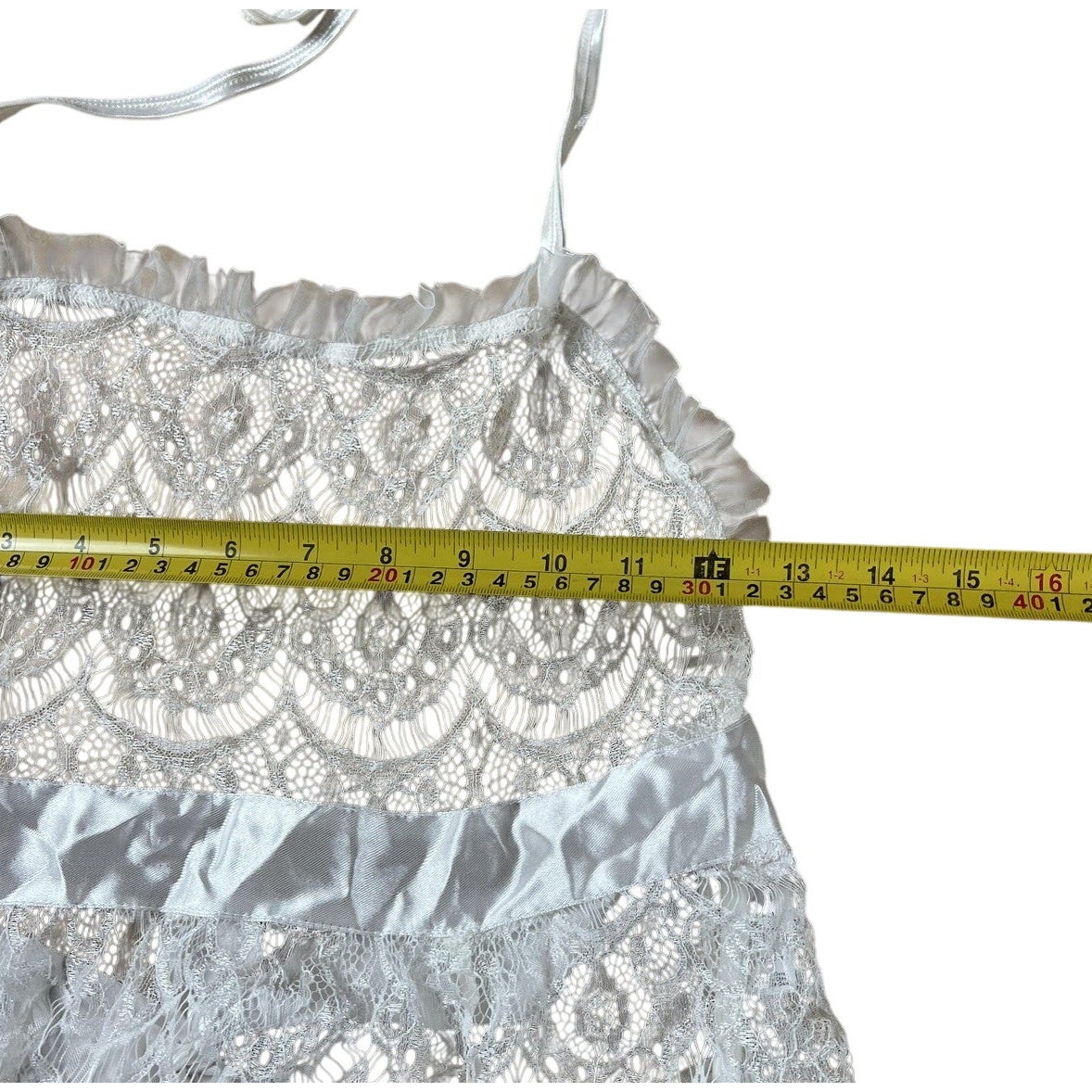 Dreamgirl Lingerie Womens One Size White Lace Bridal Babydoll Garter Halter Tie