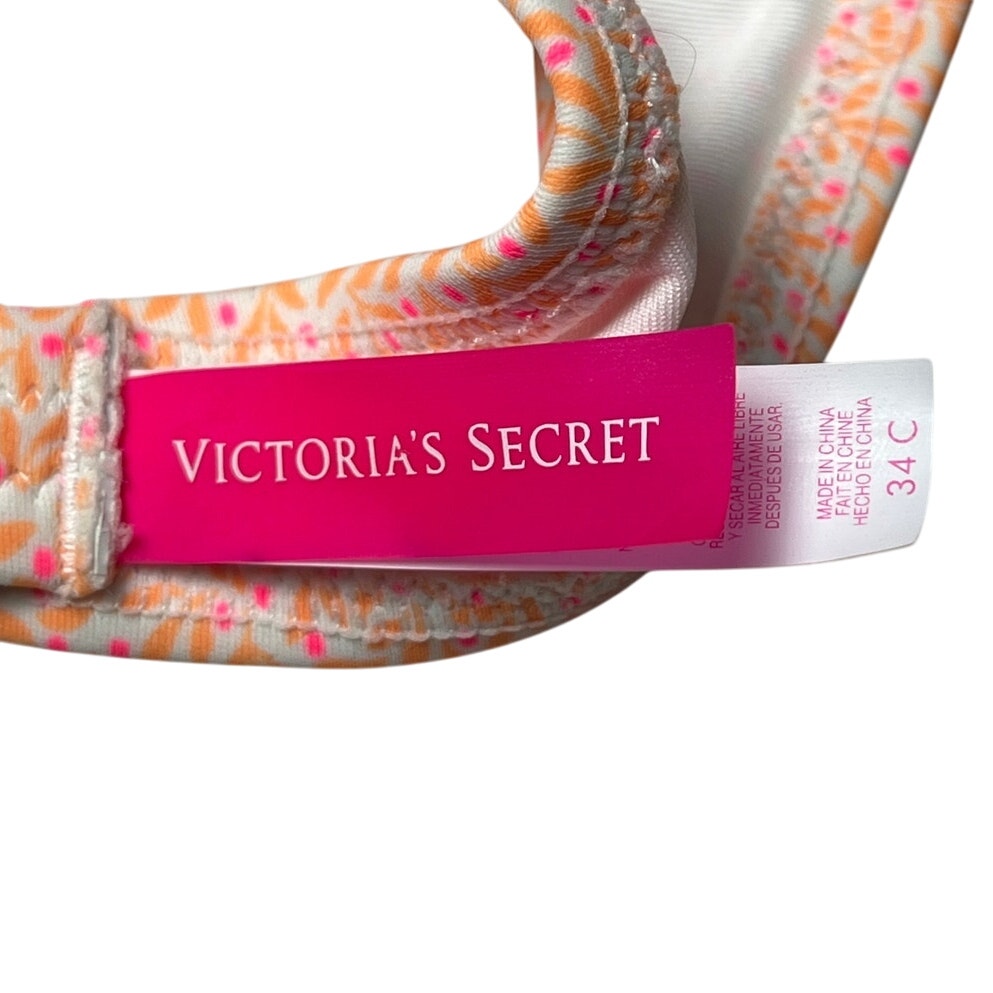 Victoria's Secret Pink Floral Pushup Strapless Bikini Top 34C EUC