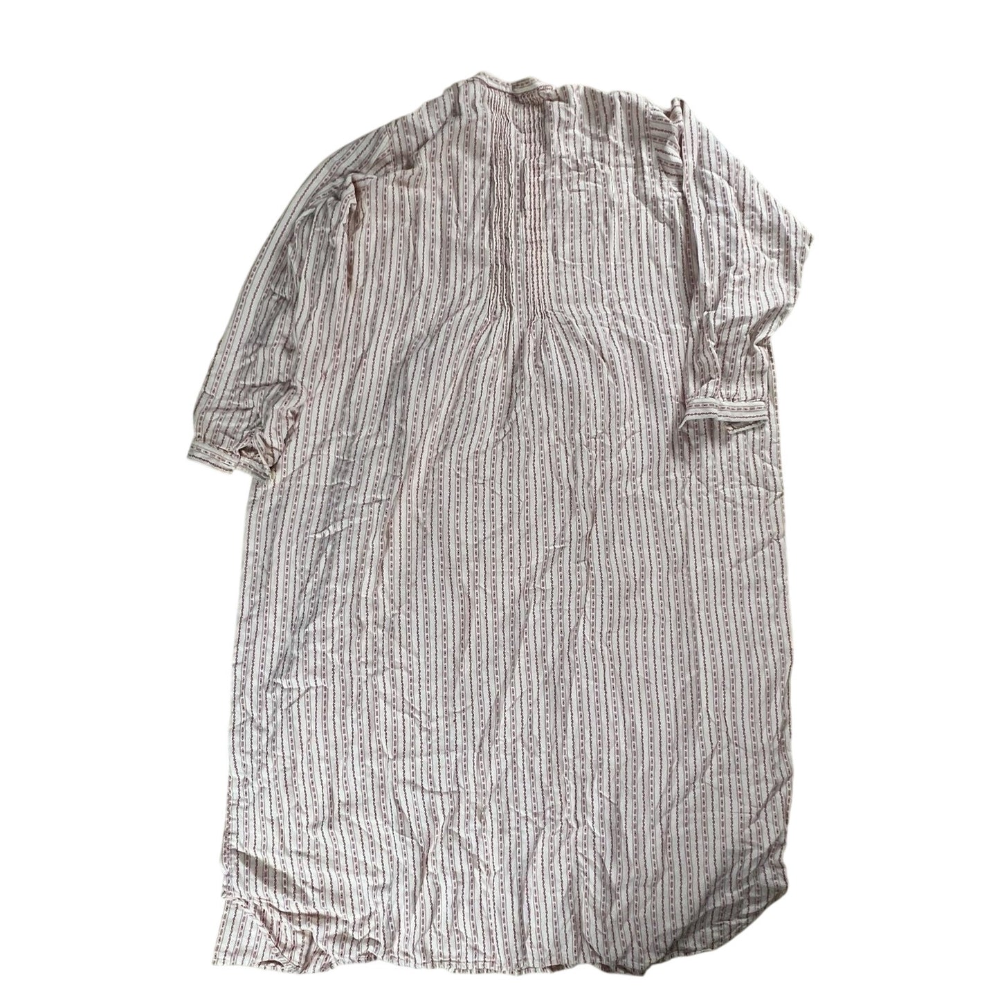 L.L. Bean Sleepshirt Womens 1X White Striped Cotton Flannel Chemise Button