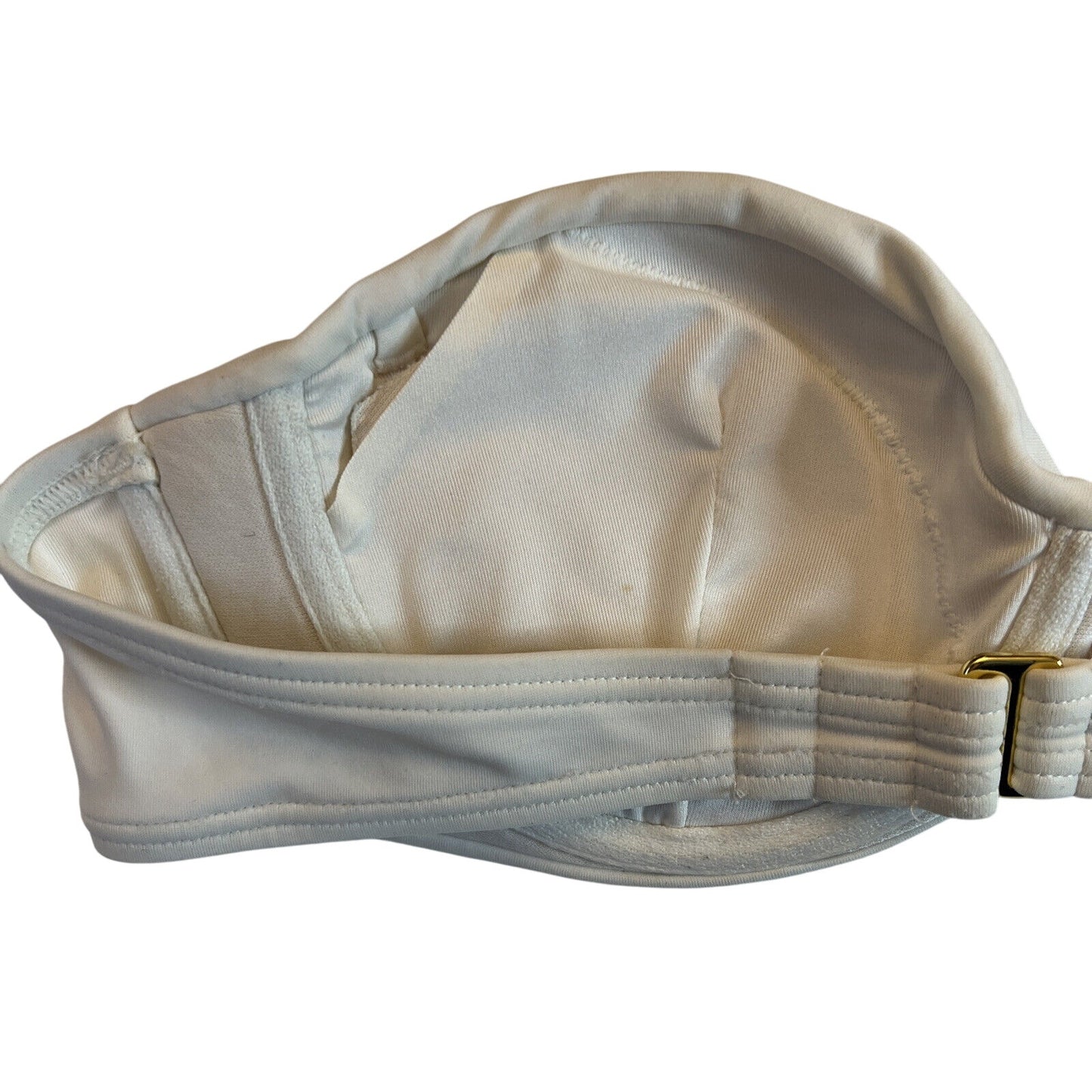 Victoria's Victoria Secret Bikini 34B, White With Gold Rhinestones, Padded - EUC