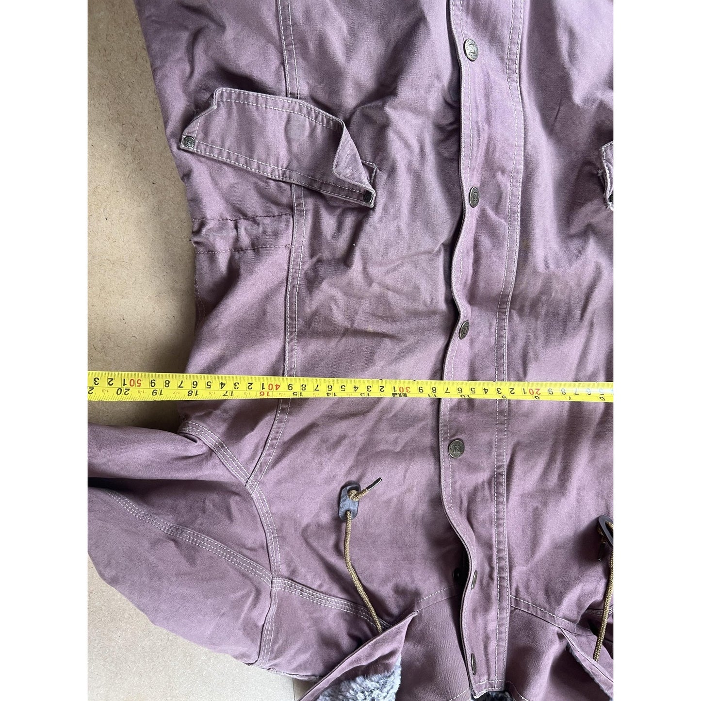 Noble Outfitters Jacket Womens M Purple Hooded Canvas Parka Lined Zip Pockets