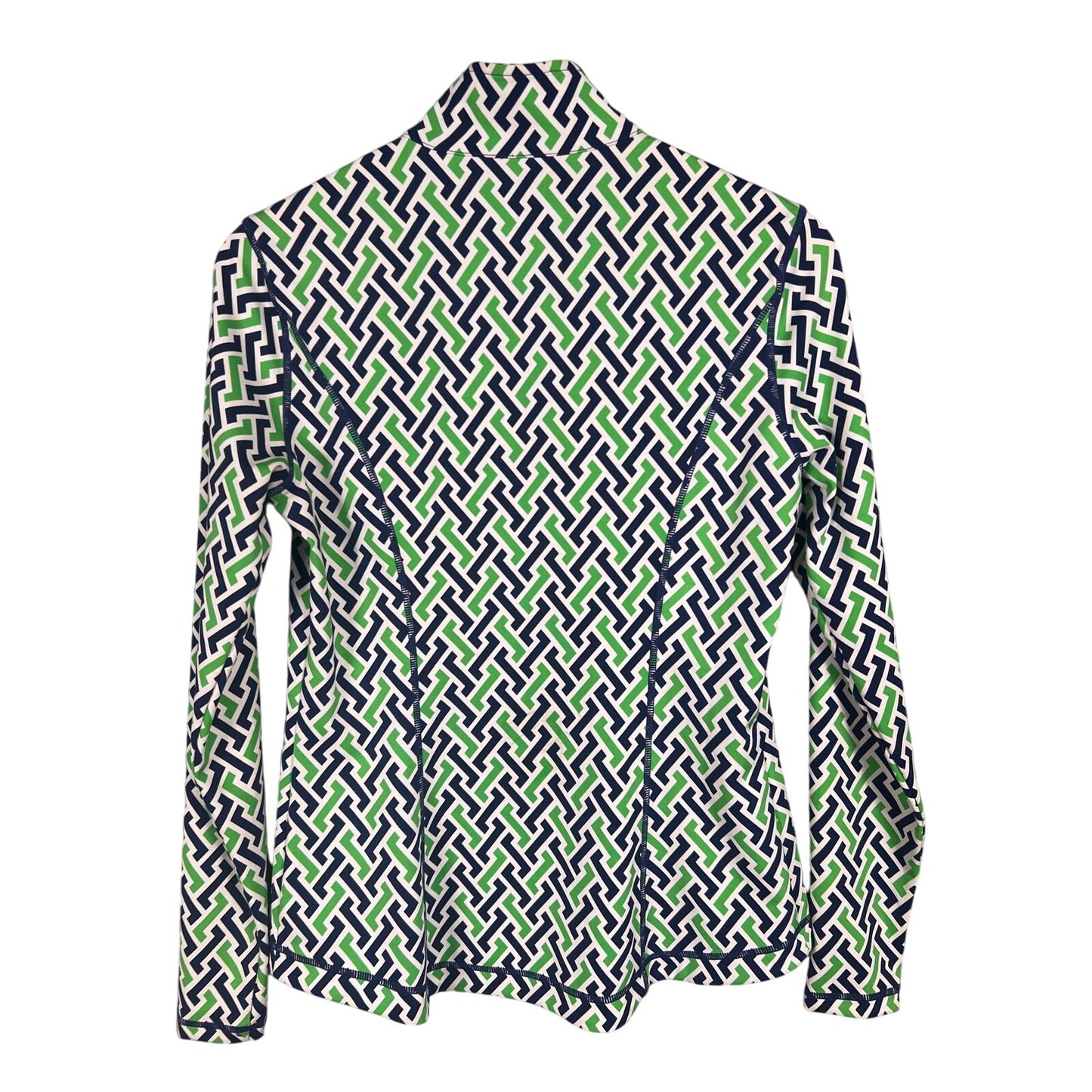 J. McLaughlin Size Small Full Zip Green Chevron Activewear Jacket