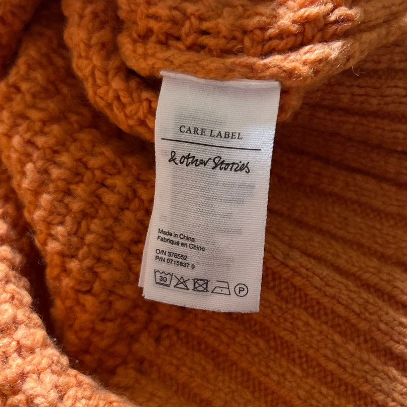 Other Stories Capsule Orange Knit Turtleneck Oversized Sleeve Sweater Size S