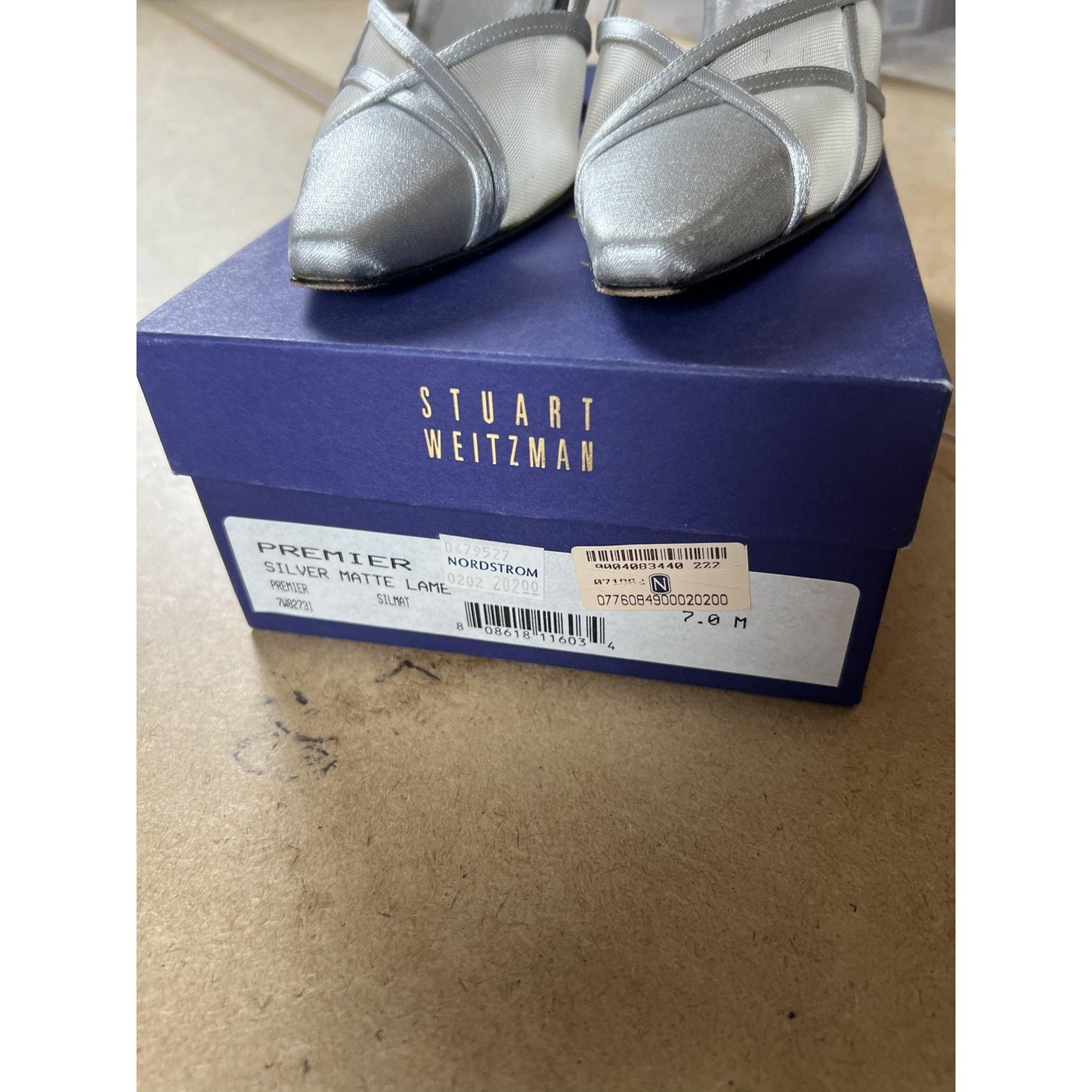 Stuart Weitzman Shoes Womens 7 Silver Slingback Premier Stiletto Pointed Toe