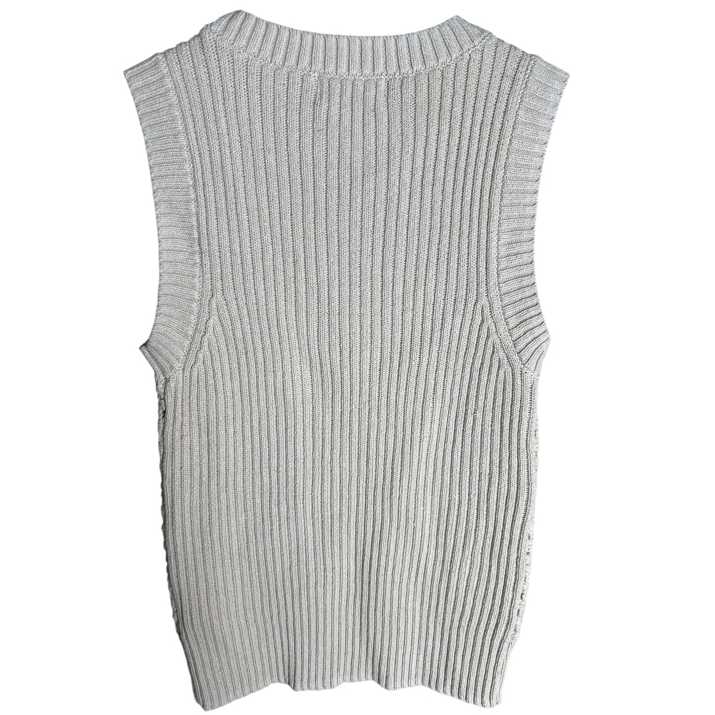 Evereve XS Vest Knit Patterned 100% Cotton Tia Crochet