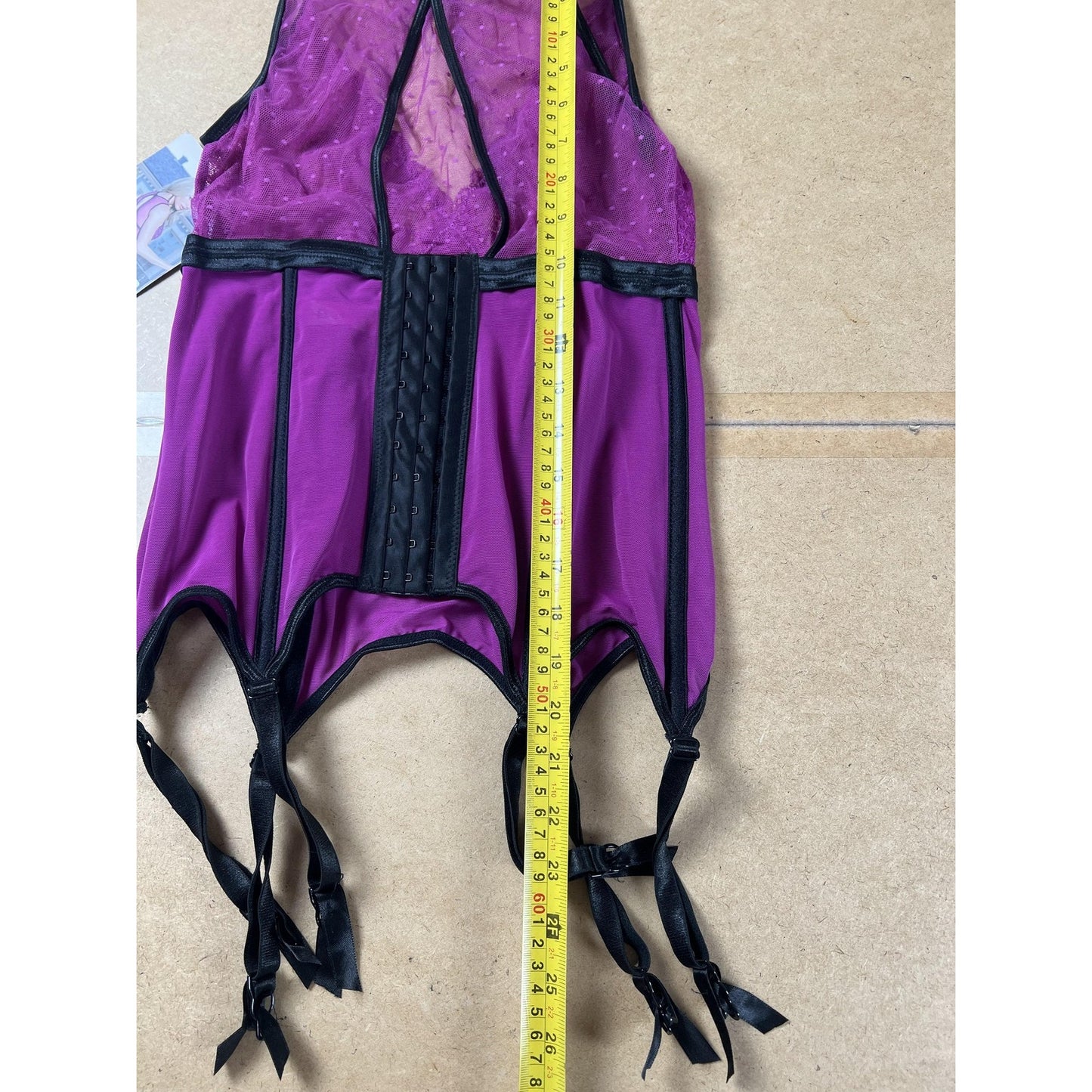 Coquette Garter Slip Womens M/M Purple Lace Mesh Hook & Eye Boned Waist 4092