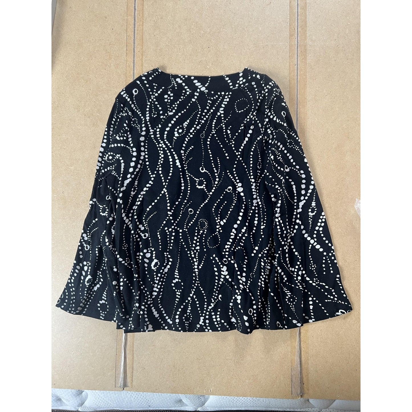 Habitat Blouse Womens M Black Tunic Collared Polka Dot Long Sleeve Lightweight