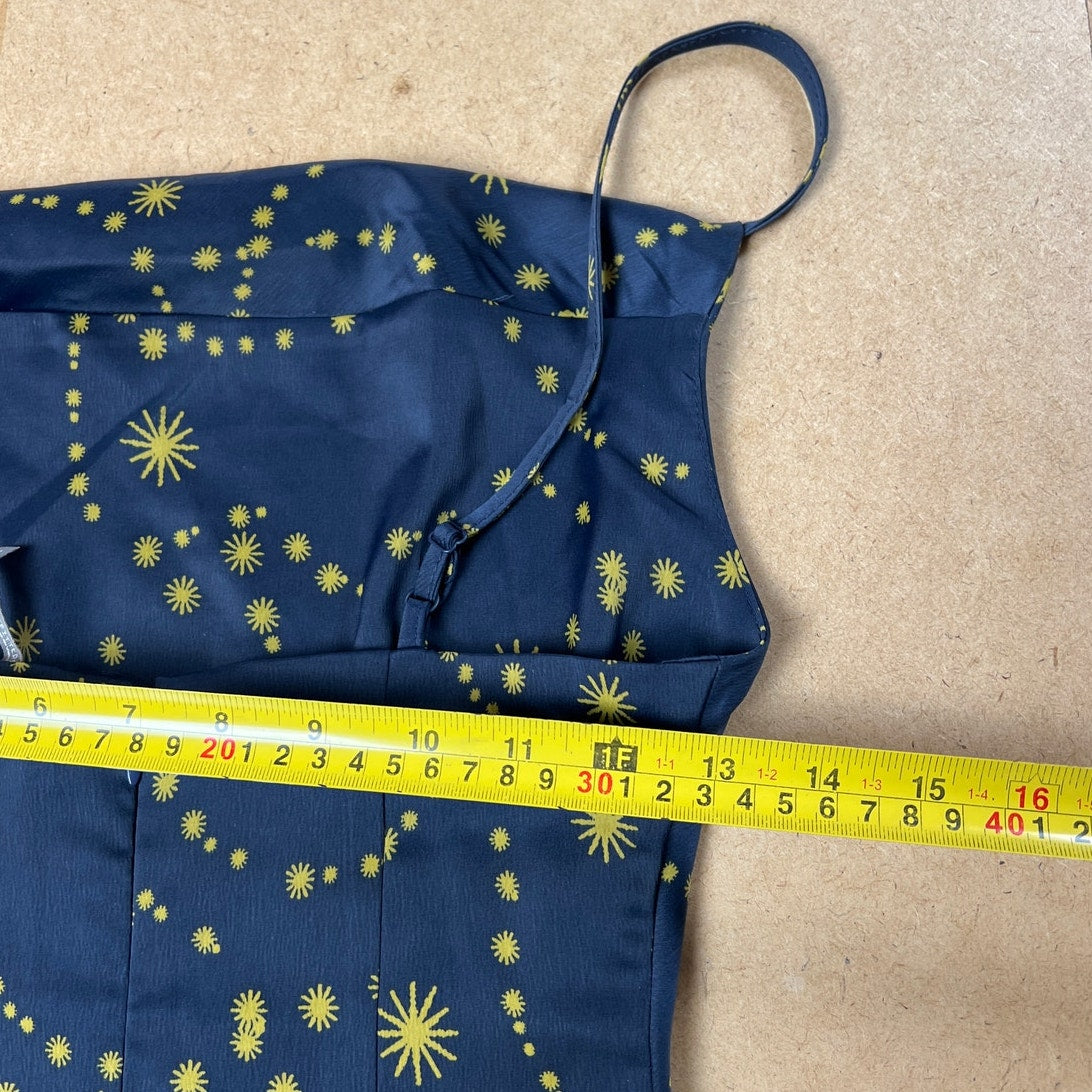 Urban Outfitters Navy & Gold Mallory Celestial Slip Dress Size XS