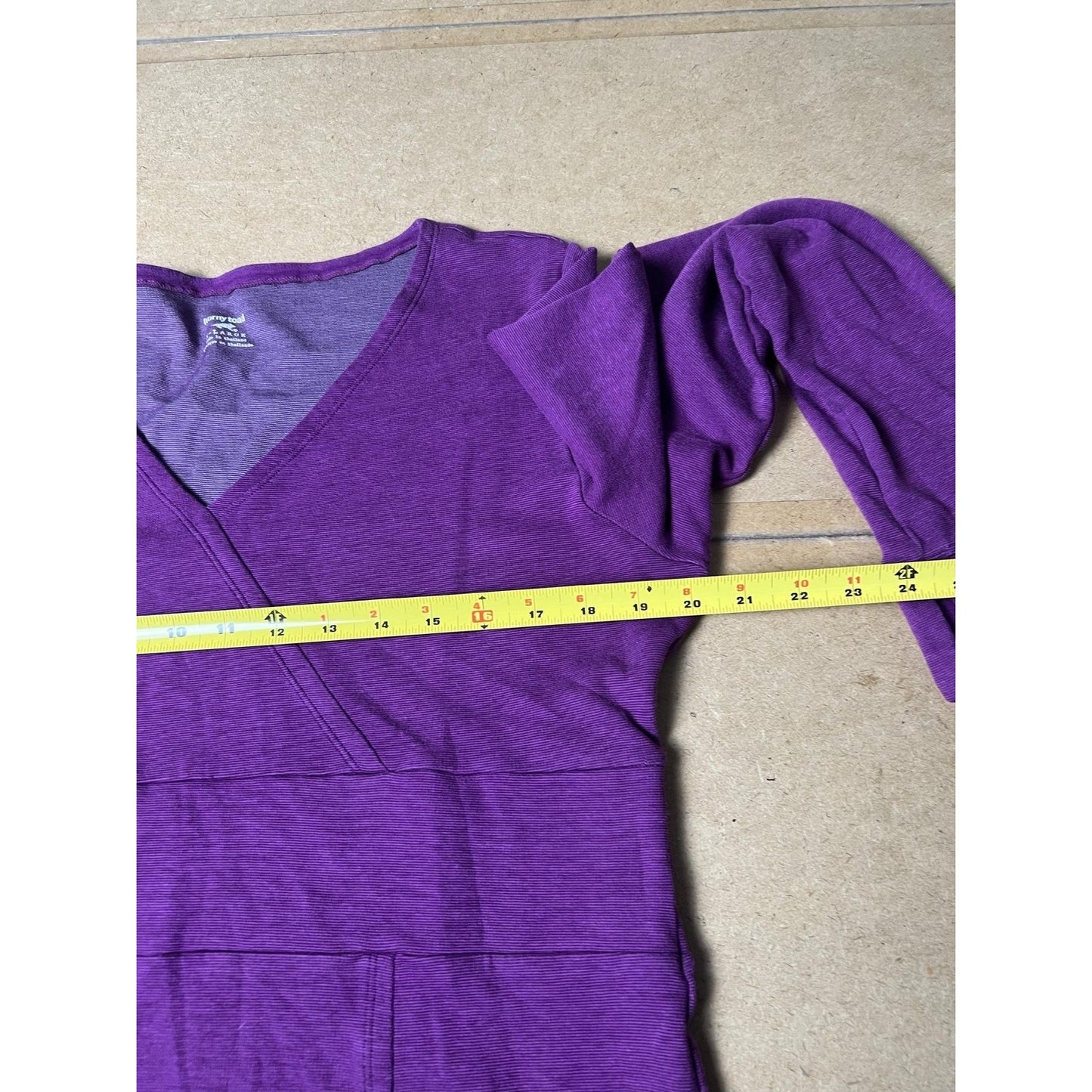 Horny Toad Dress Womens L Purple Wrap Knee Length Jersey V-Neck Empire Waist