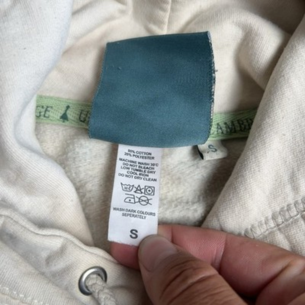 University Of Cambridge Sweater Mens S White Pullover Hooded Pockets Logo