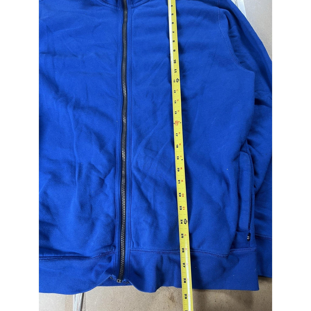 Nautica Sweater Mens XL Blue Full Zip Mock Neck Fleece Pockets Logo Casual