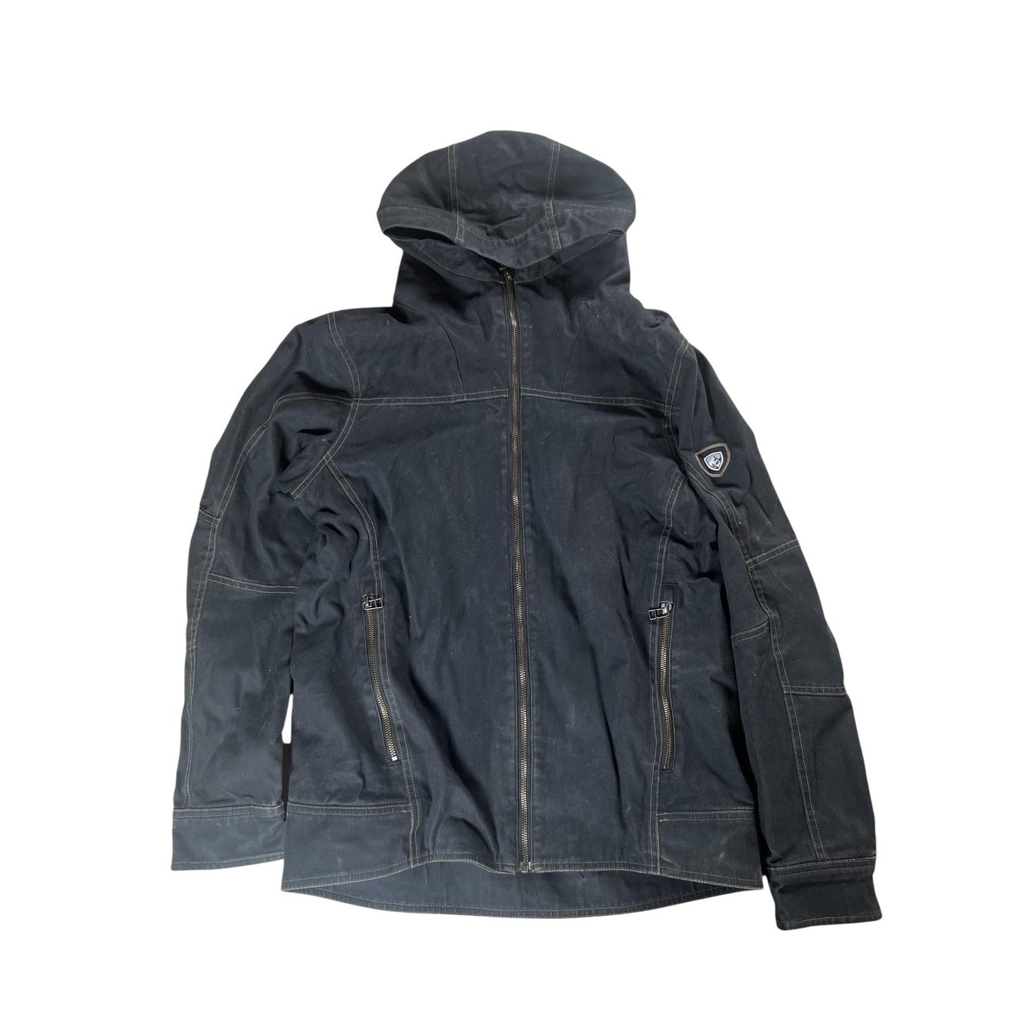 Kuhl Jacket Unisex S Black Hooded Fleece Lined Full Zip Pockets Canvas