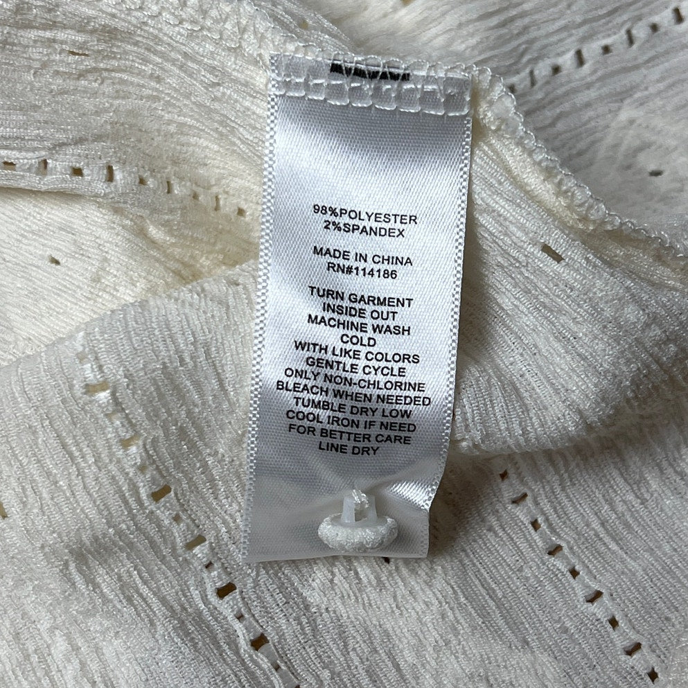 FRYE Womens White Long Sleeve Textured Blouse Shirt Size 2XL