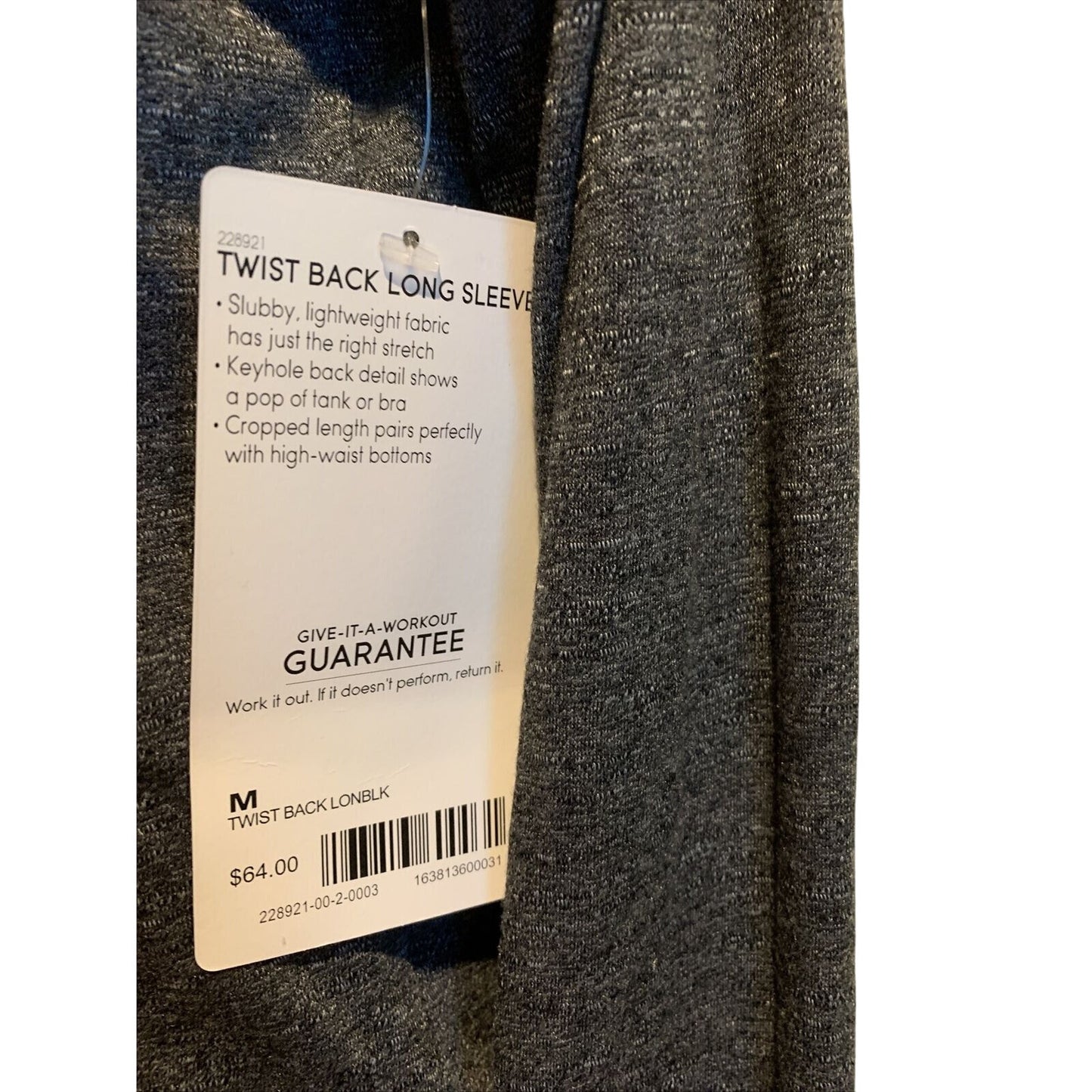 Athleta Twist Back Long Sleeve Open Back Gray Shirt Top Size Medium - NWT