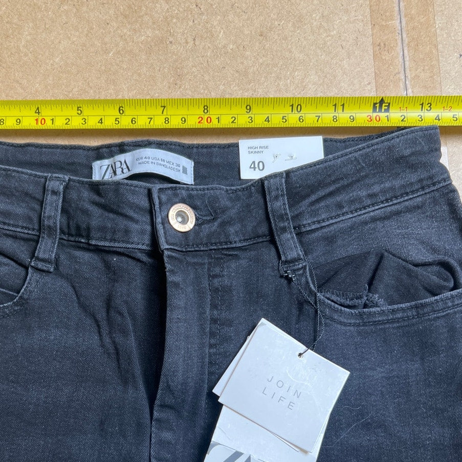 NWT Zara Black High Rise Skinny Jeans Size 8