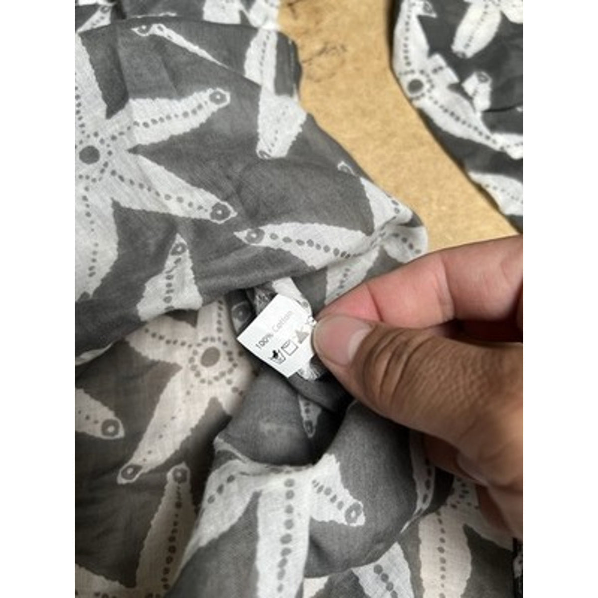 Rock Flower Paper Tunic Womens M Gray V-Neck Long Sleeve 100% Cotton Lightweight