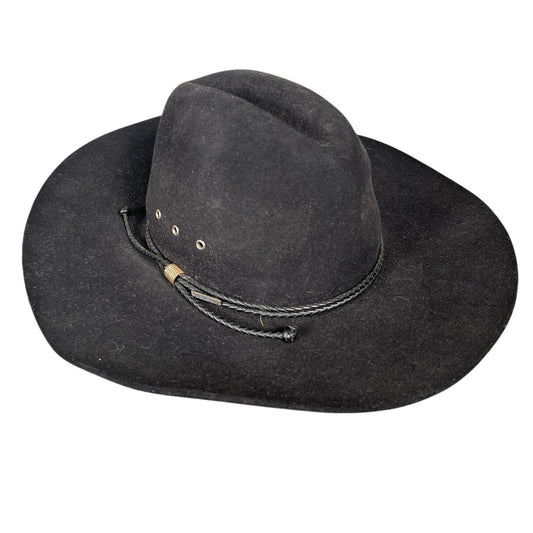 Stetson Tyler Carson 57 7 1/8 Beaver Felt Black Western Leather Band Cowboy Hat