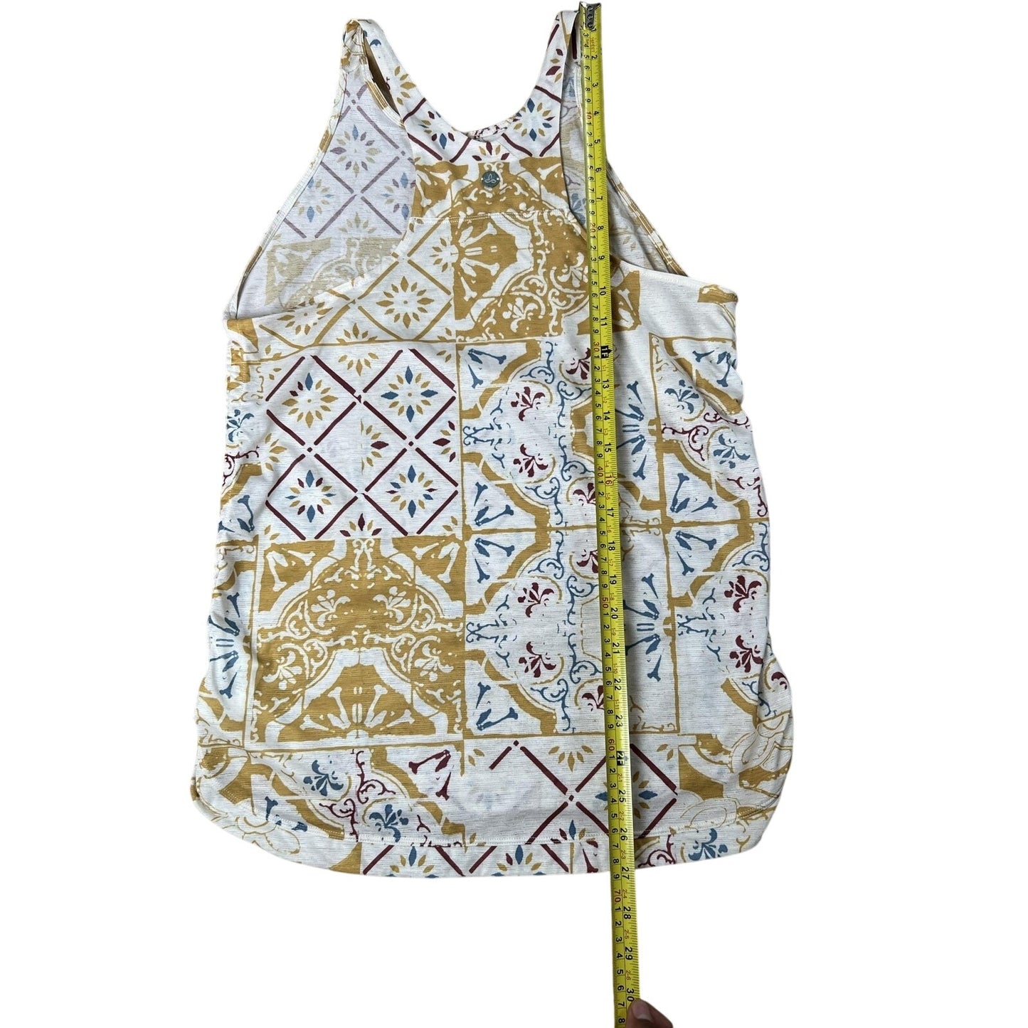 PrAna Tunic Womens S White Geometric Pockets Stretch Rayon Spandex Casual