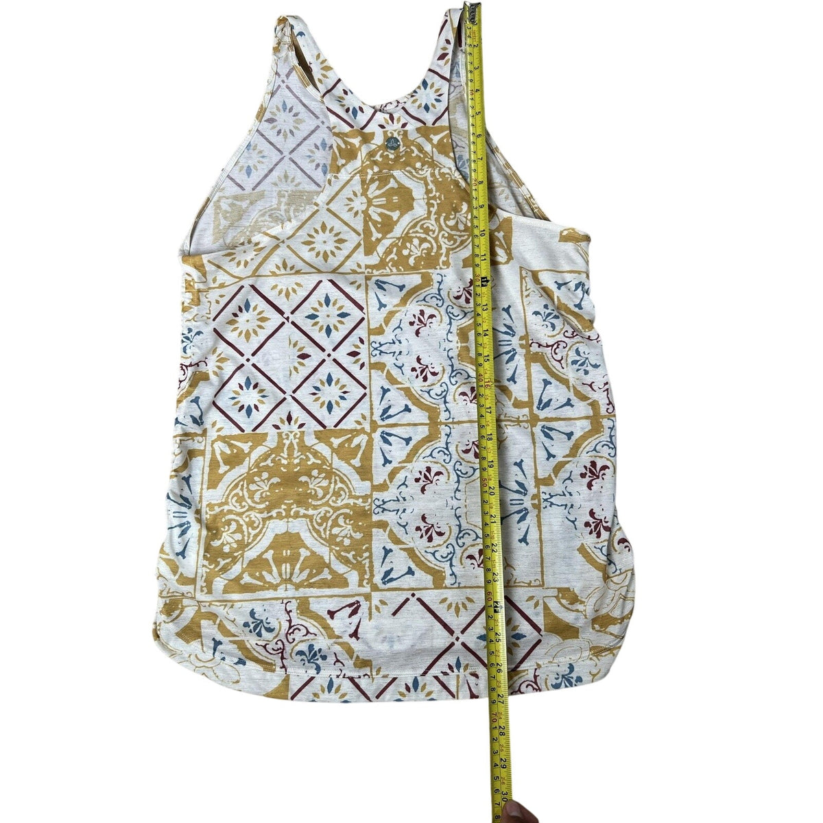 PrAna Tunic Womens S White Geometric Pockets Stretch Rayon Spandex Casual