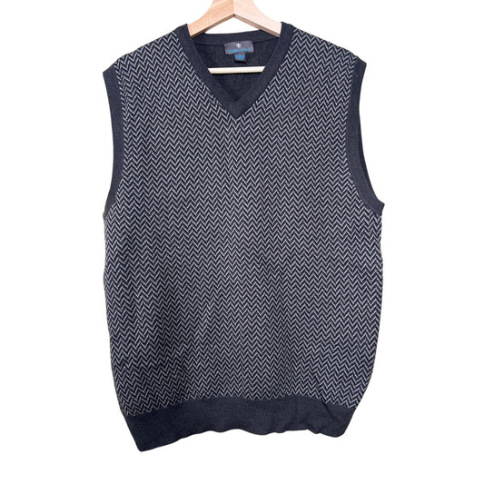 Toscano Wool Large V-neck Black & Gray Sweater Vest