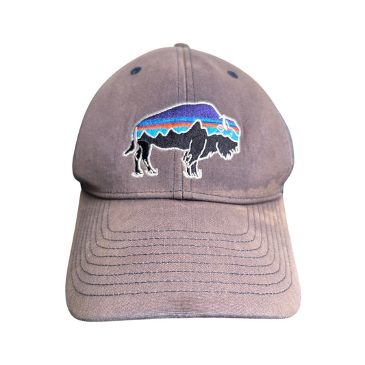 Patagonia Gray Hat Cap Snapback Multi Color Buffalo Bison Mountain Trucker Mesh