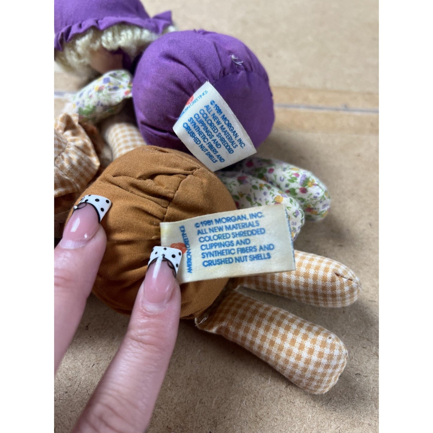 Morgan Peanut Butter & Jelly Plush Doll Pair Small Brown Purple Made In Taiwan