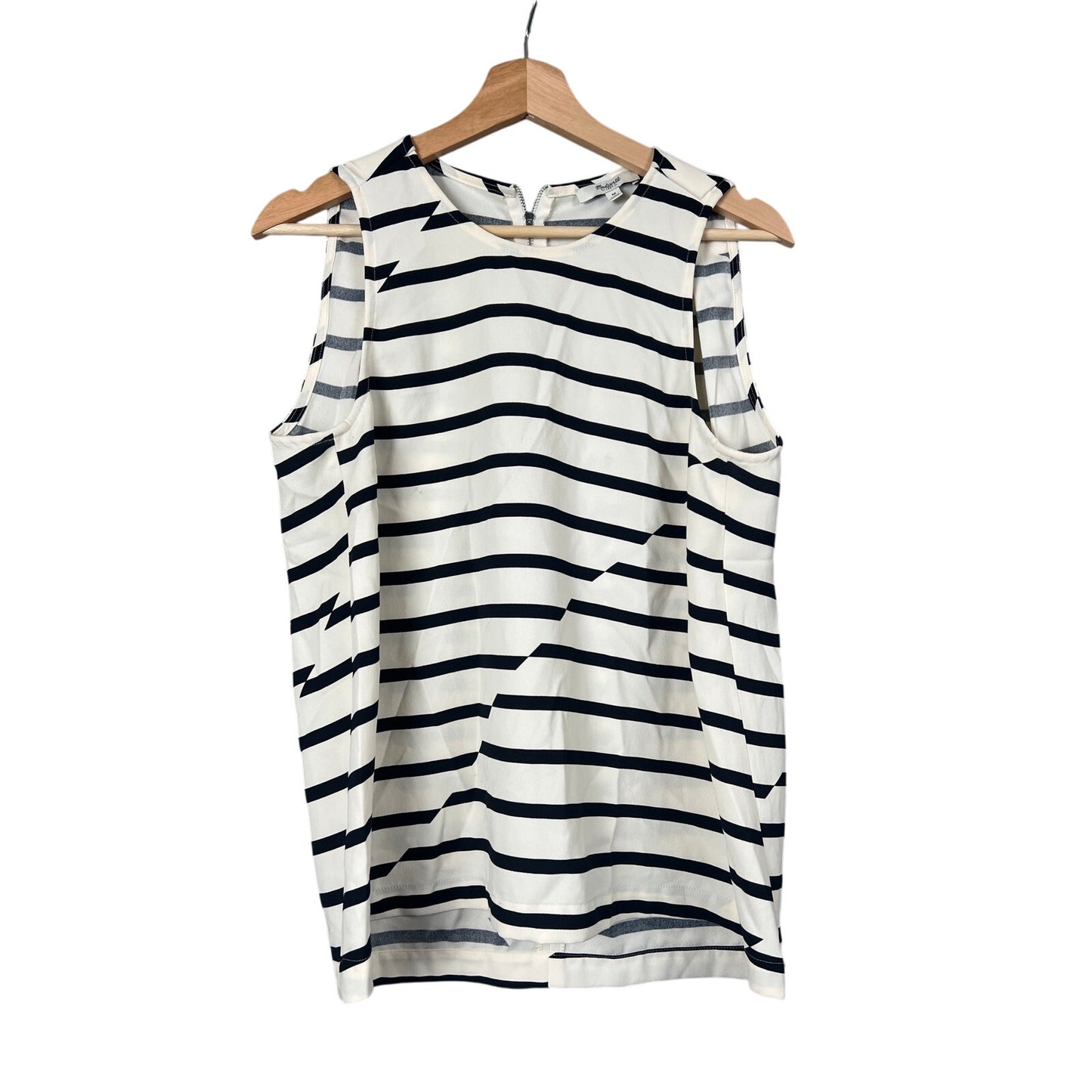 Madewell Women’s Striped White Blouse Crepe Size Medium 100% Polyester