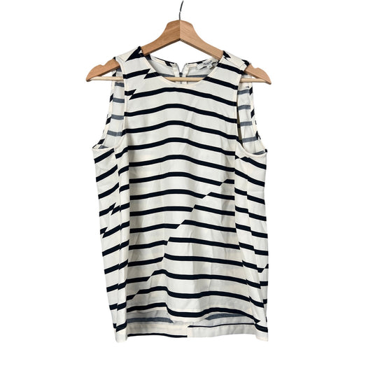 Madewell Women’s Striped White Blouse Crepe Size Medium 100% Polyester