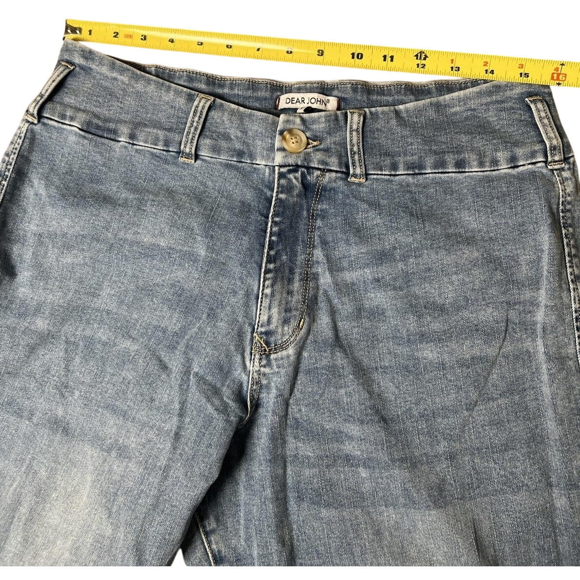 Dear John Pants Womens 31 Blue Wide-Leg Denim Chino Pockets Zip Button