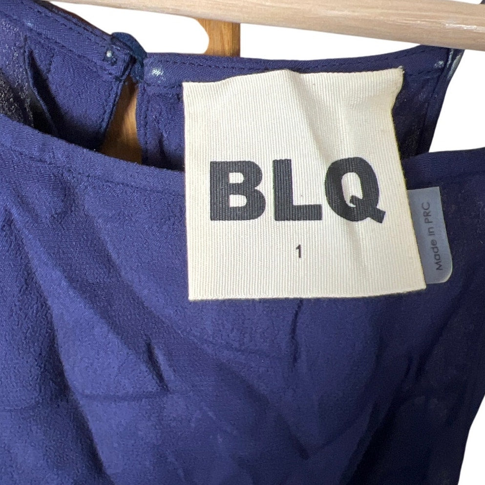 BLQ Size 1 Blue Rayon Women's Top