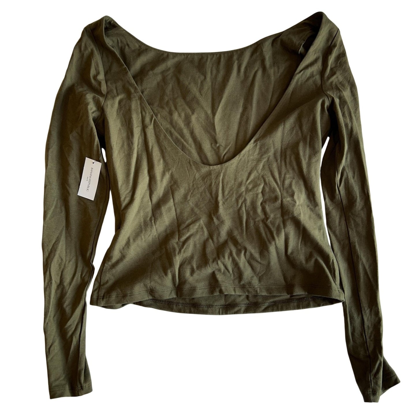 T-Shirt Womens S Green Scoop Neck Cotton Blend Jersey Slim Lightweight