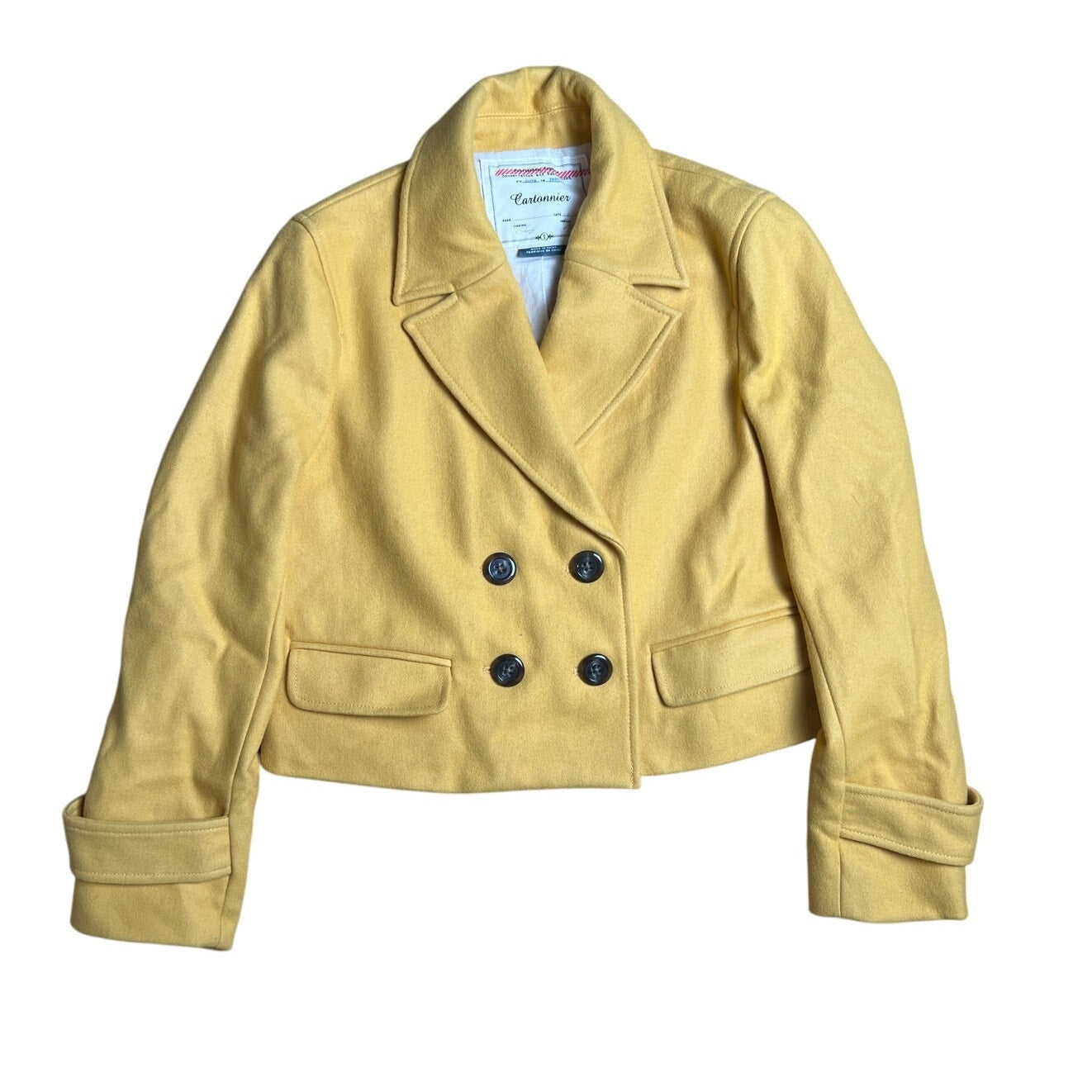 Anthropologie Cartonnier Luisa Marigold Cropped Wool Pea Coat Womens Size Small