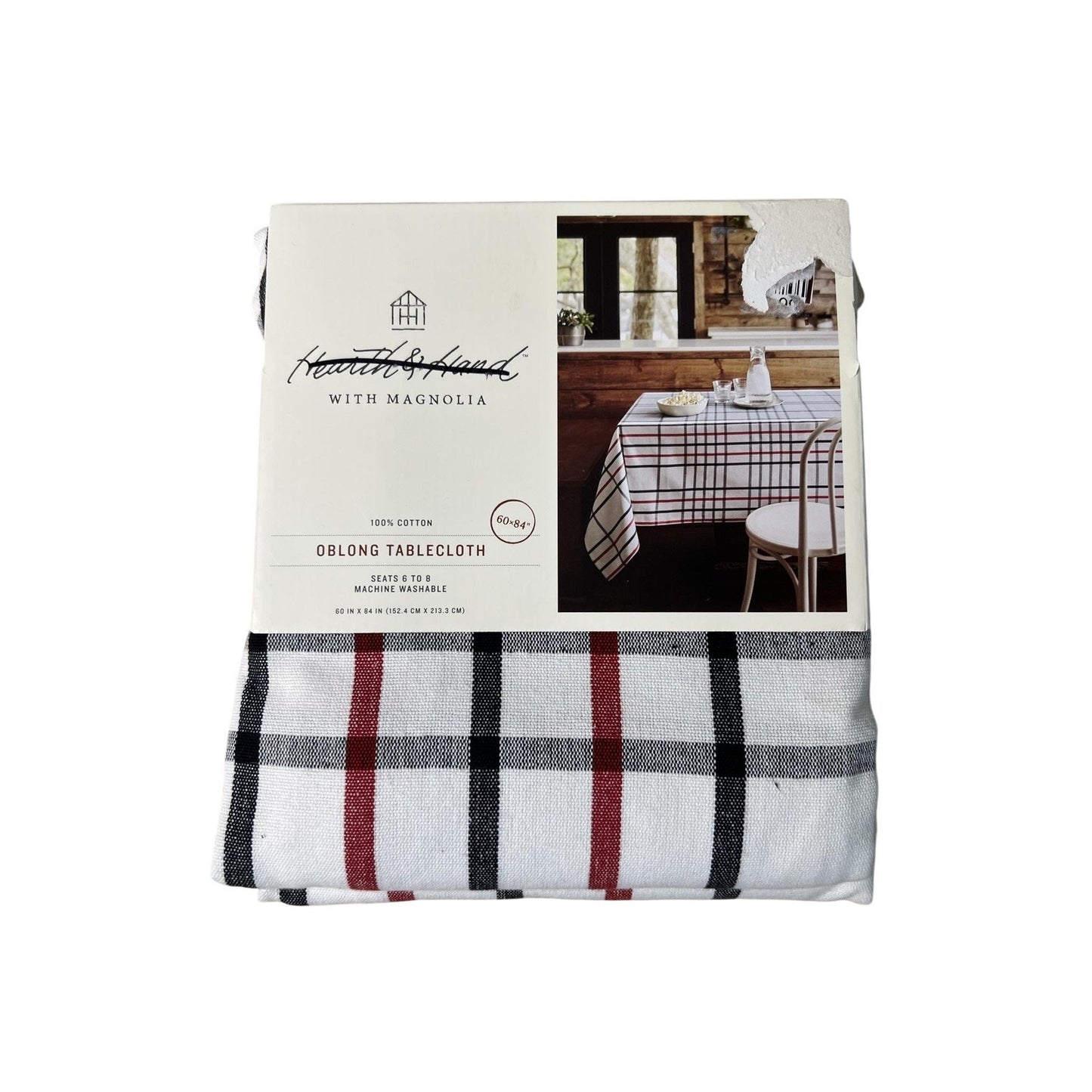 Hearth & Hand With Magnolia Throw White Non-Standard 100% Cotton Plaid Farmhouse
