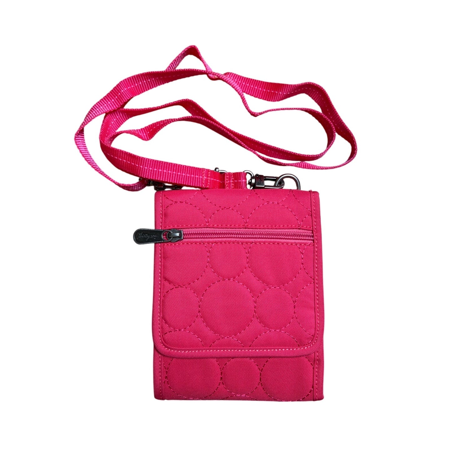 Thirty-One Vary You Mini Crossbody Organizer Wallet Bag Quilted Coral Dot