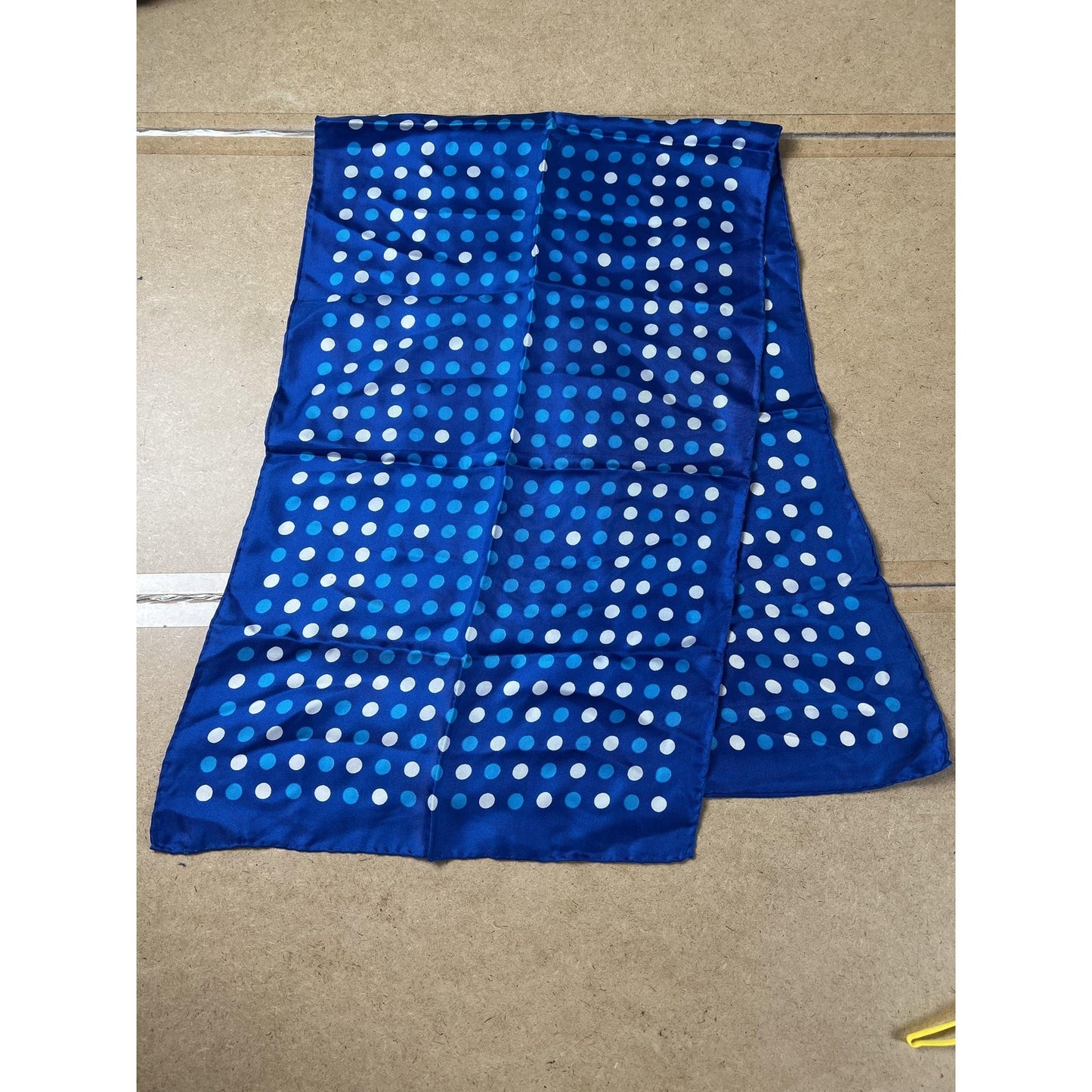 ECHO Kerchief Mens One Size Blue Polka Dot 100% Silk Square Scarf Twill