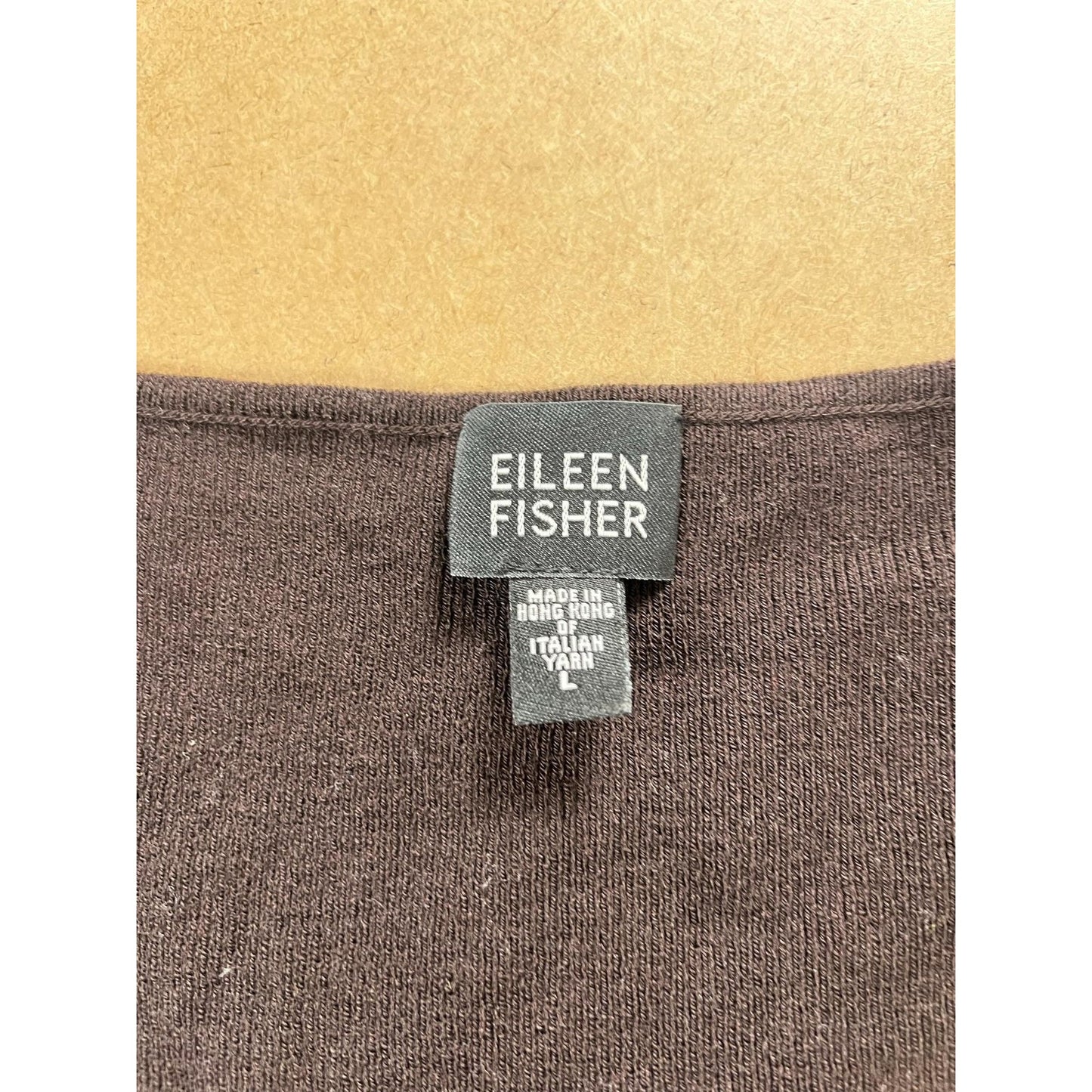 Eileen Fisher Vest Womens L Brown Sleeveless Scoop Neck Wool Knit Lightweight