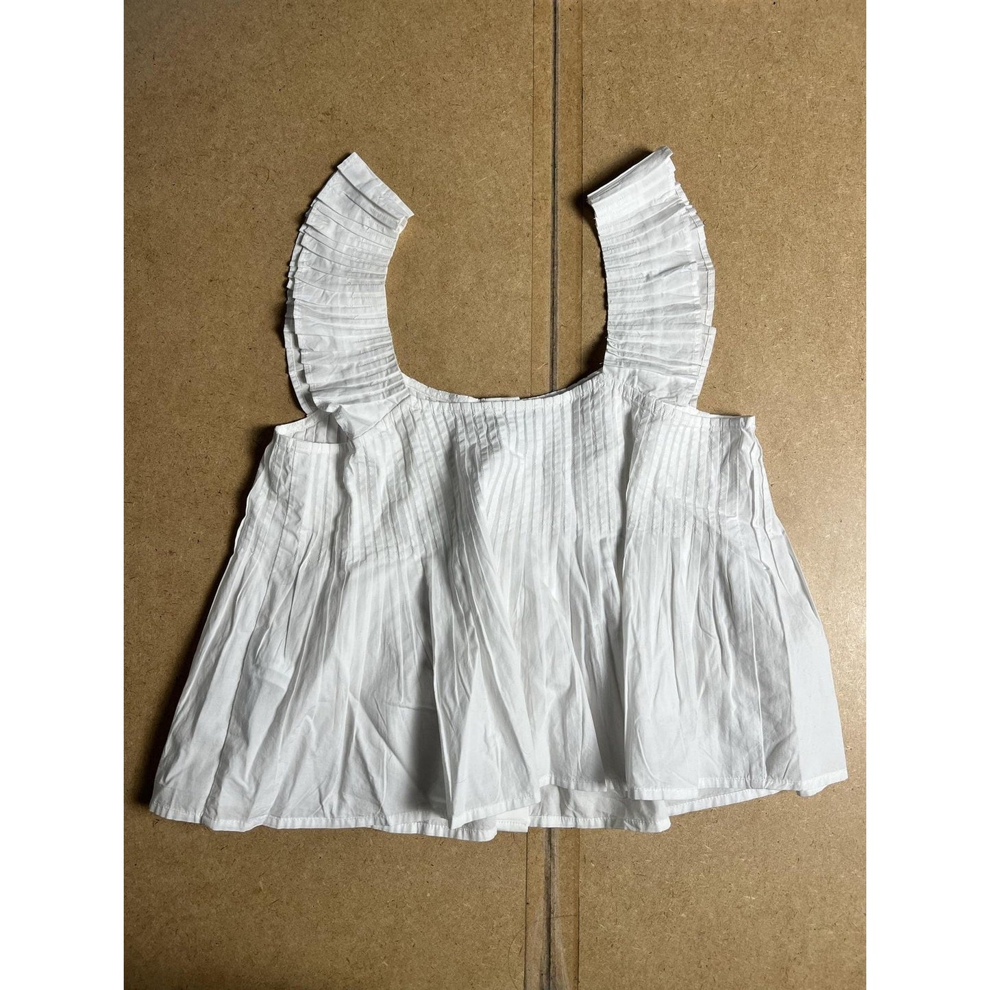 J.Crew Top Womens XS White Ruffle Strap Button Front Cropped Blouse Summer