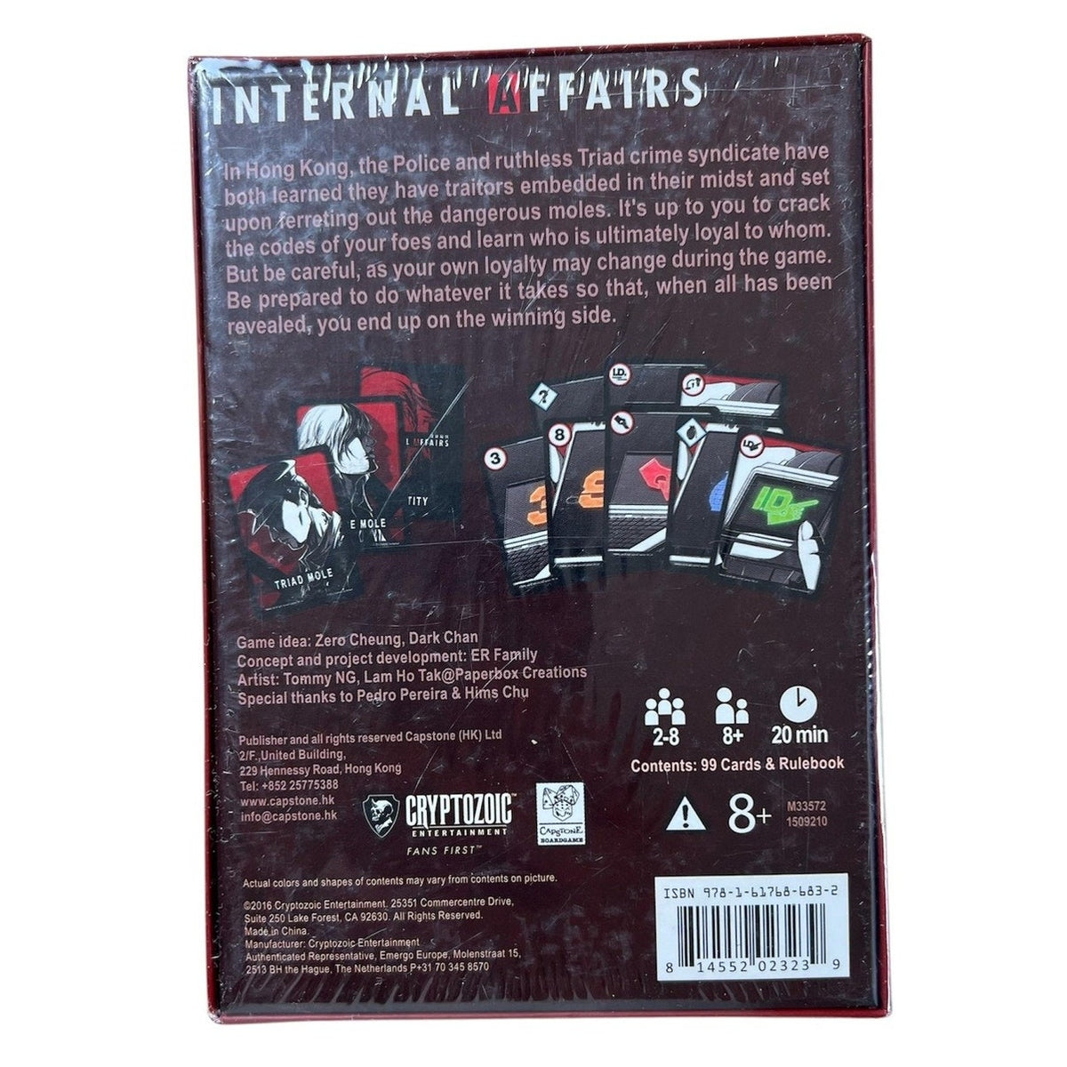 Internal Affairs Card Game 2-8 20 Min Age 8+ New Sealed Cryptozoic Entertainment