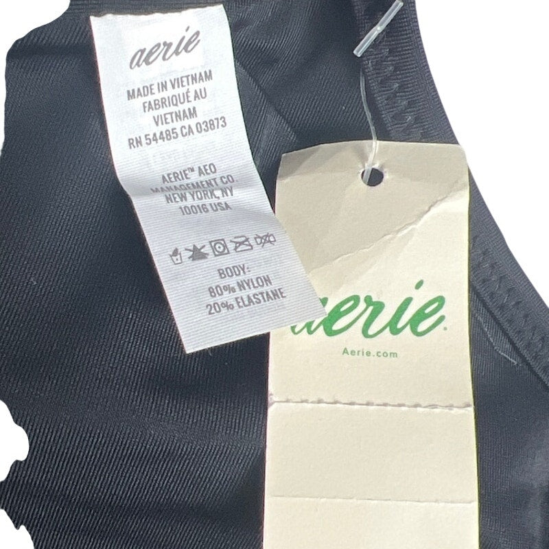 Aerie NWT Medium M Black Bikini Swim Top Bow Tie Front