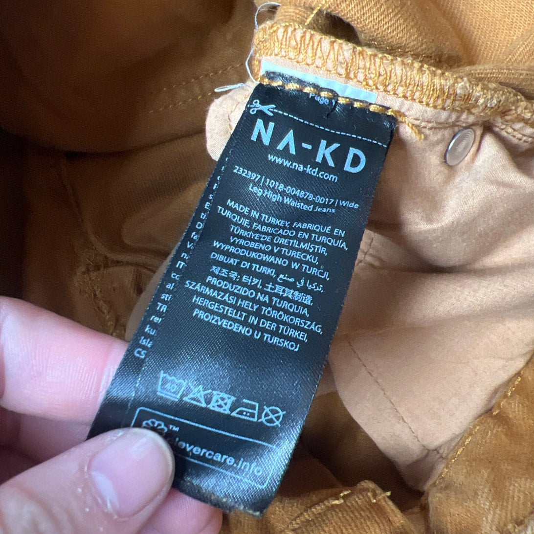 NA-KD Womens Jeans 34 Tan Wide Leg High Waisted