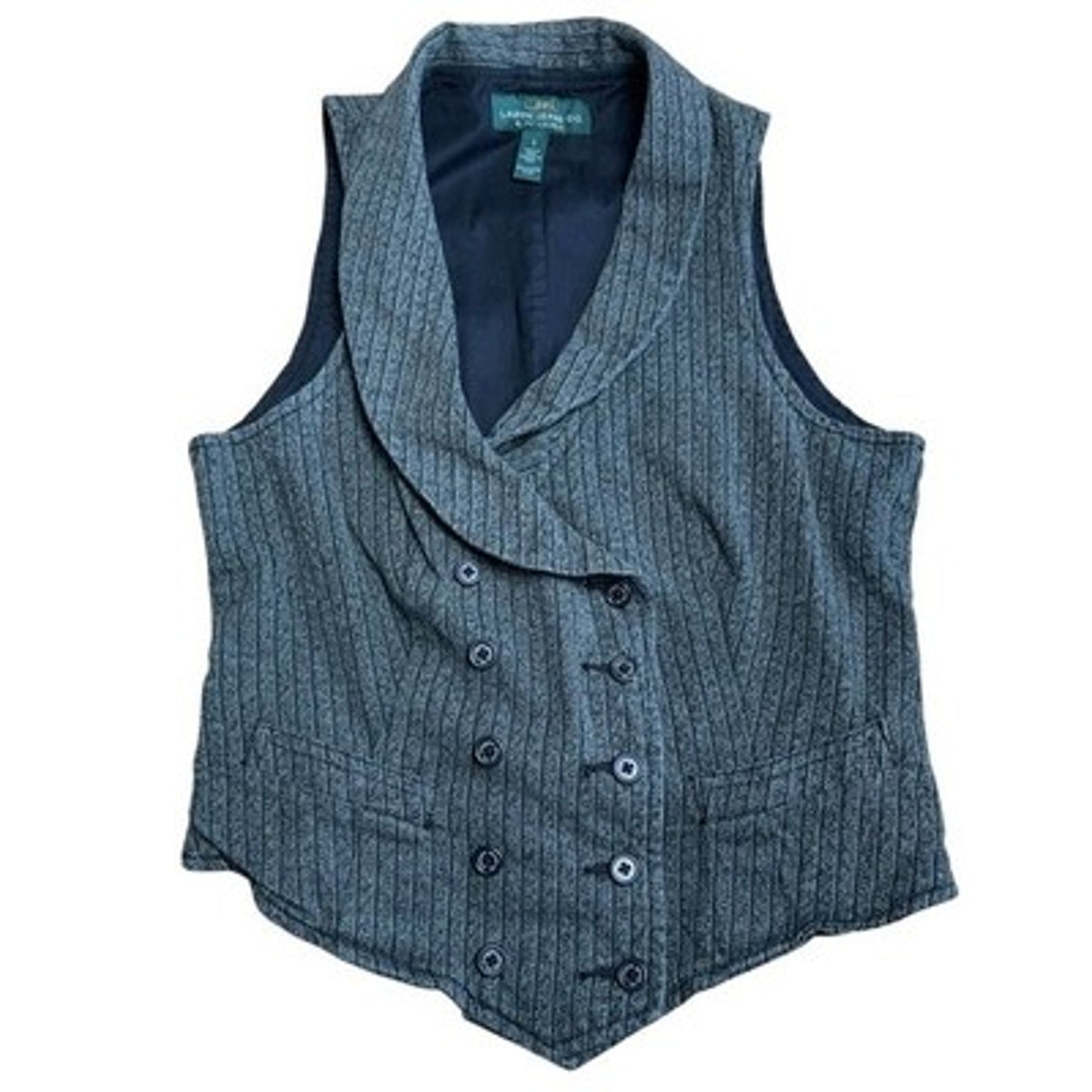 Lauren Jeans Co. Ralph Lauren Vest Womens S Gray Striped Tweed Lined Collared