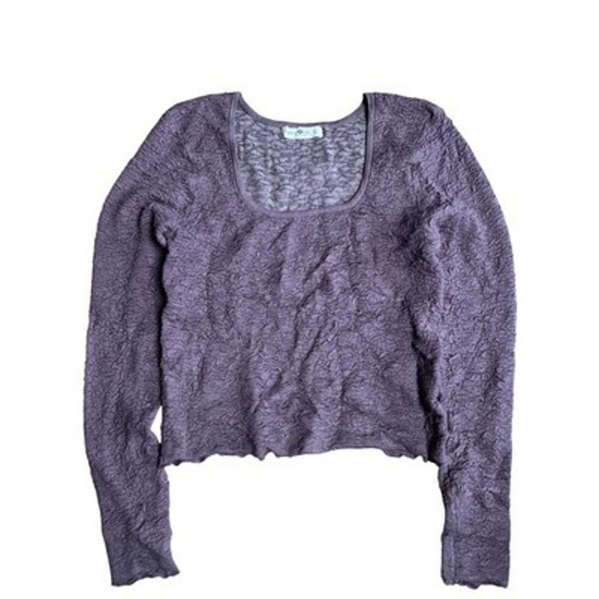 Natural Life Blouse Womens L Purple Square Neck Stretch Lightweight Long Sleeve